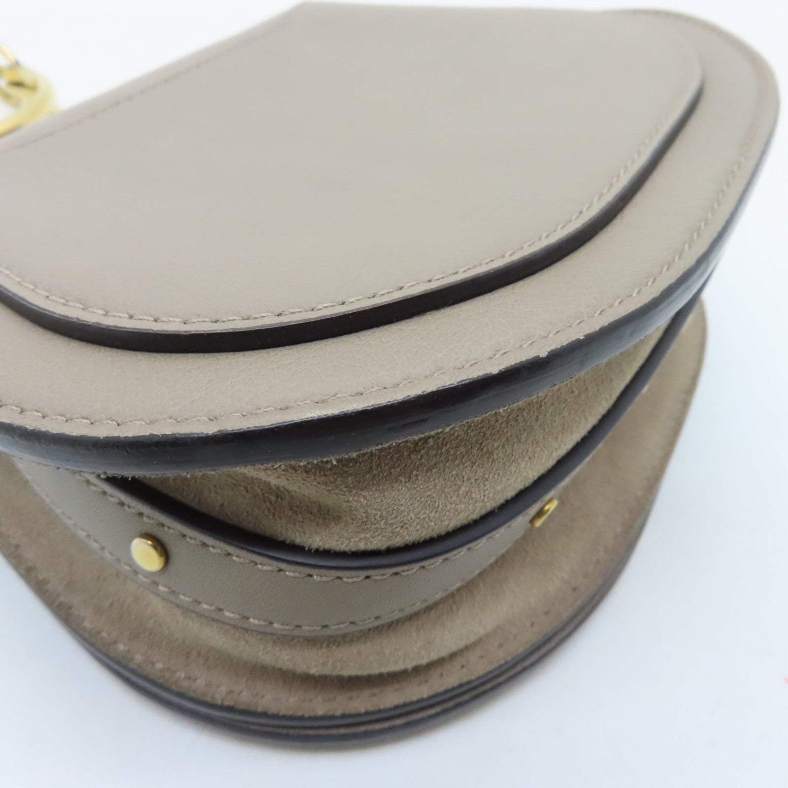 Chloe cowhide leather Bracelet Nile gold buckle handle shoulder bag gray