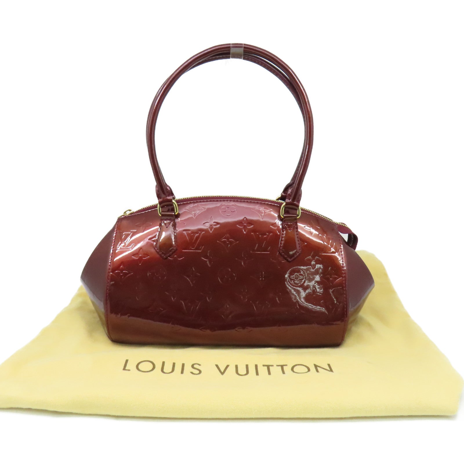 LOUIS VUITTON Vernis Sherwood PM Shoulder Bag肩背袋酒紅色