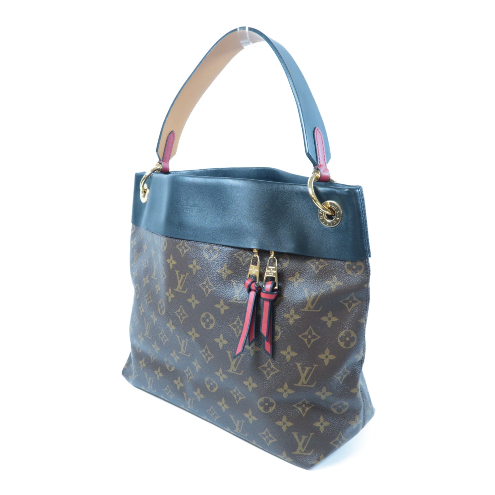 LOUIS VUITTON Monogram Tuileries Hobo金扣手挽袋啡色/黑色