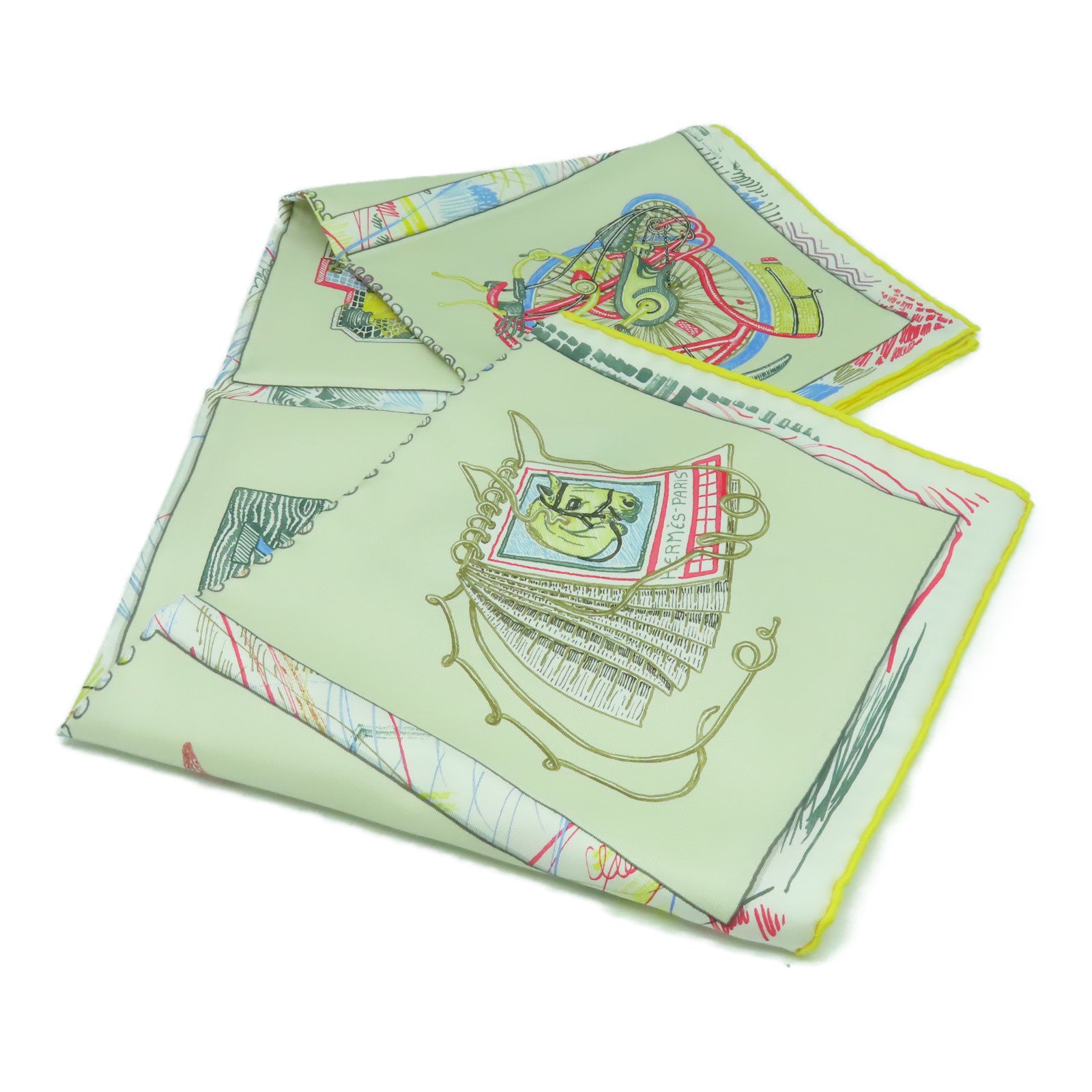 HERMES 絲質Scarf 90x90絲巾米色