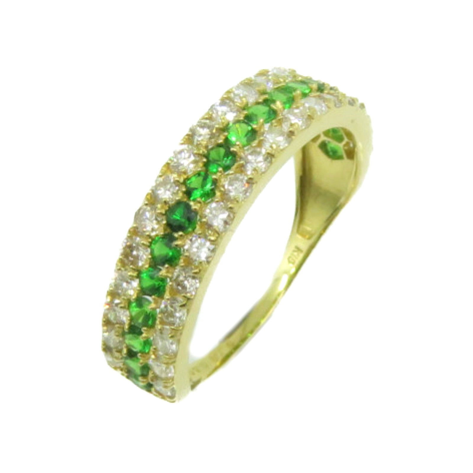 JEWELRY 18K黃金/0.50ct Tsavorite/0.60ct鑽石Tsavorite  Ring戒指US#6.25