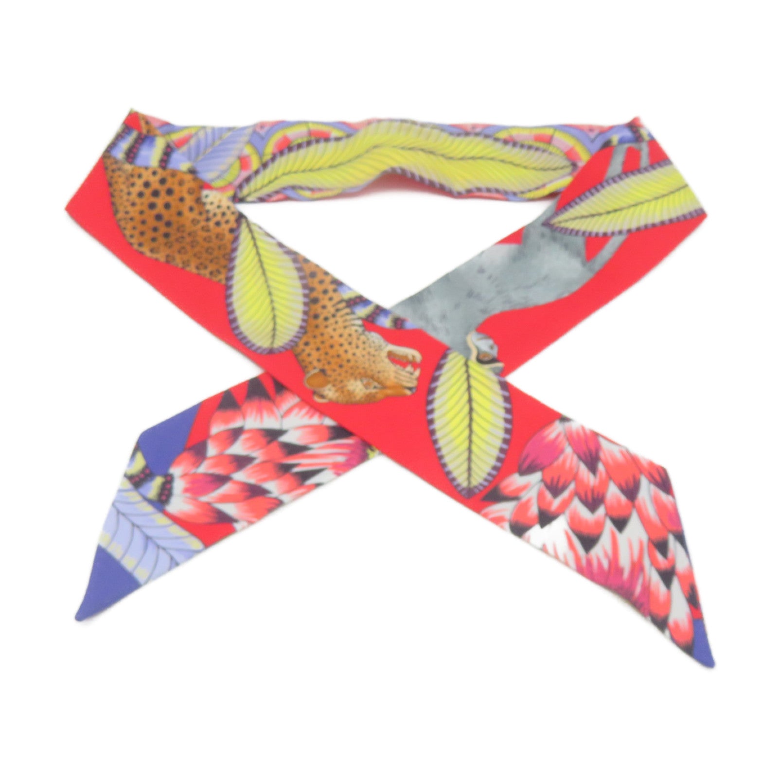 HERMES Silk Twilly Scarf Orange/Color