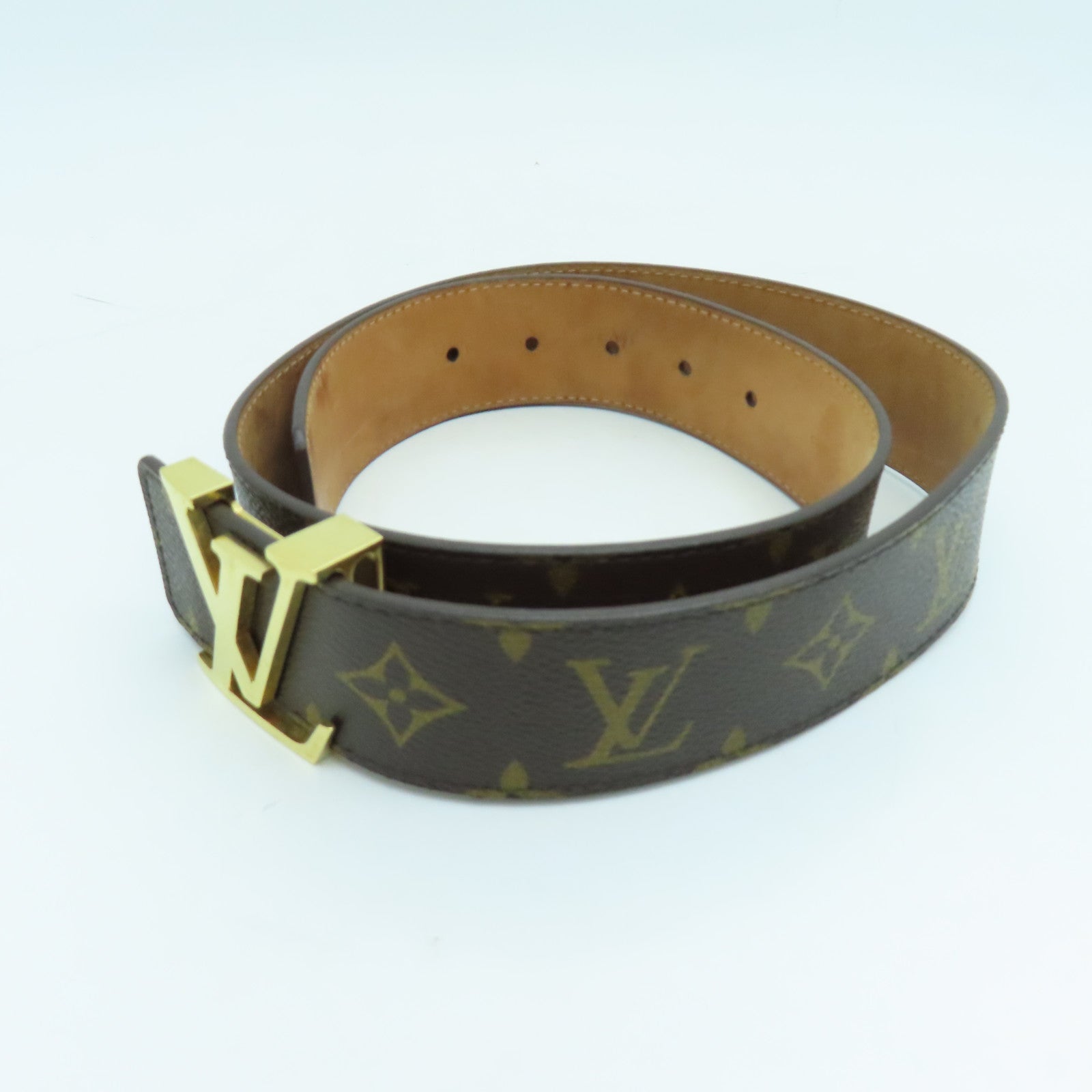 LOUIS VUITTON Monogram Belt金扣皮带啡色