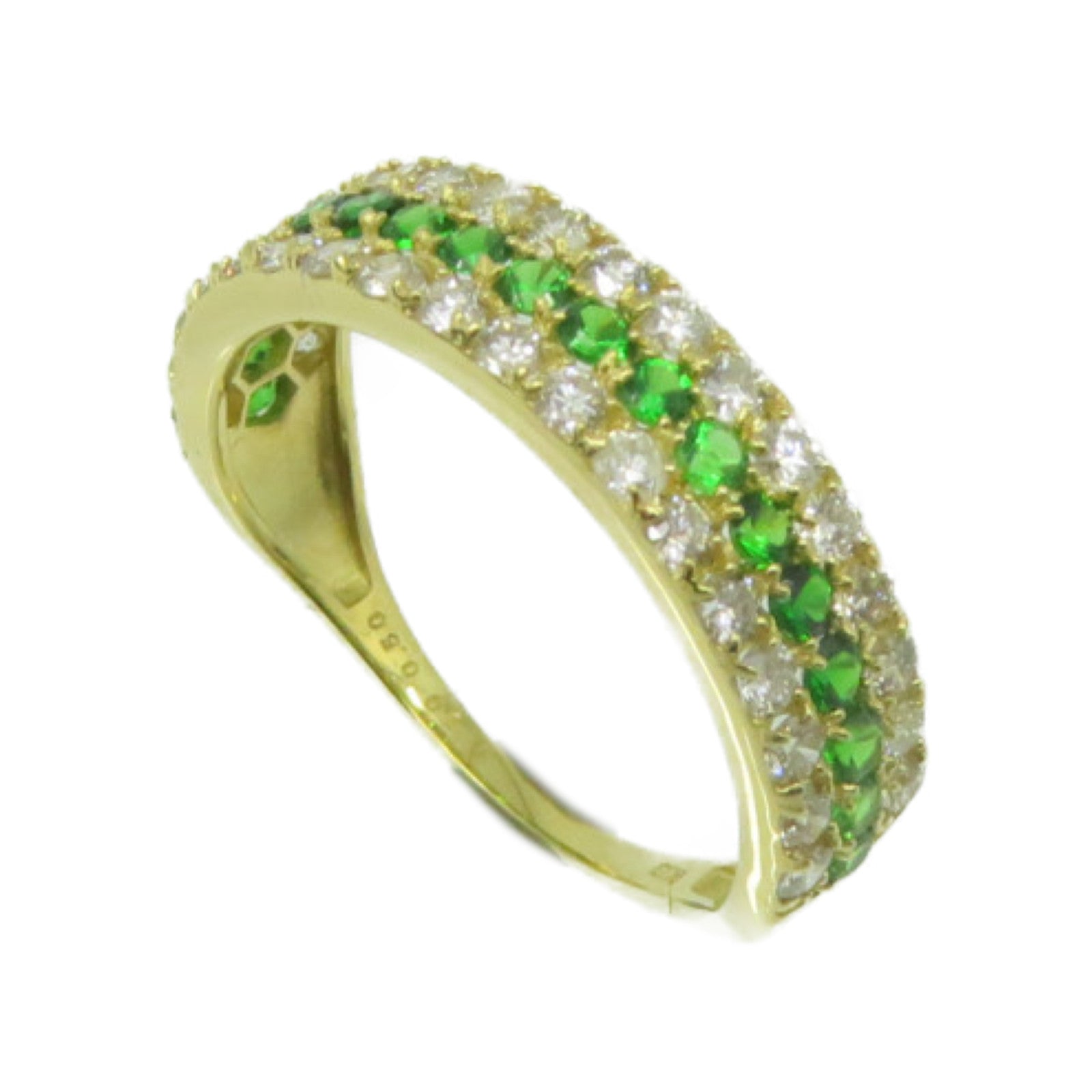 JEWELRY 18K黃金/0.50ct Tsavorite/0.60ct鑽石Tsavorite  Ring戒指US#6.25