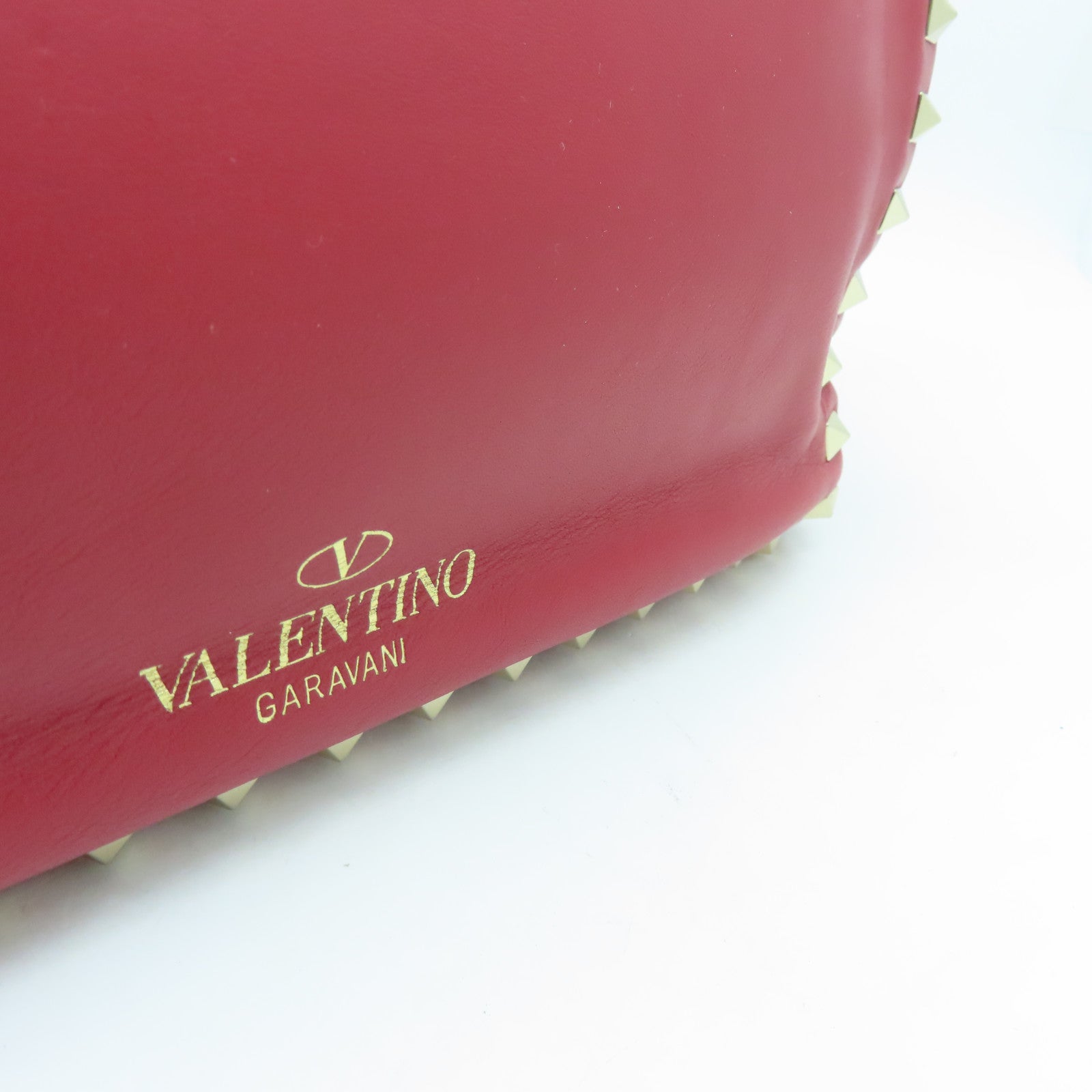 Valentino sheepskin leather 2way Shoulder Bag gold buckle handle shoulder bag red