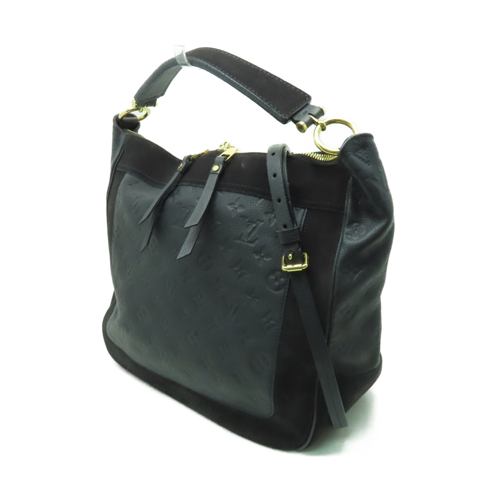 LOUIS VUITTON Monogram Empreinte Audacieuse PM金扣手挽肩背兩用袋深藍色