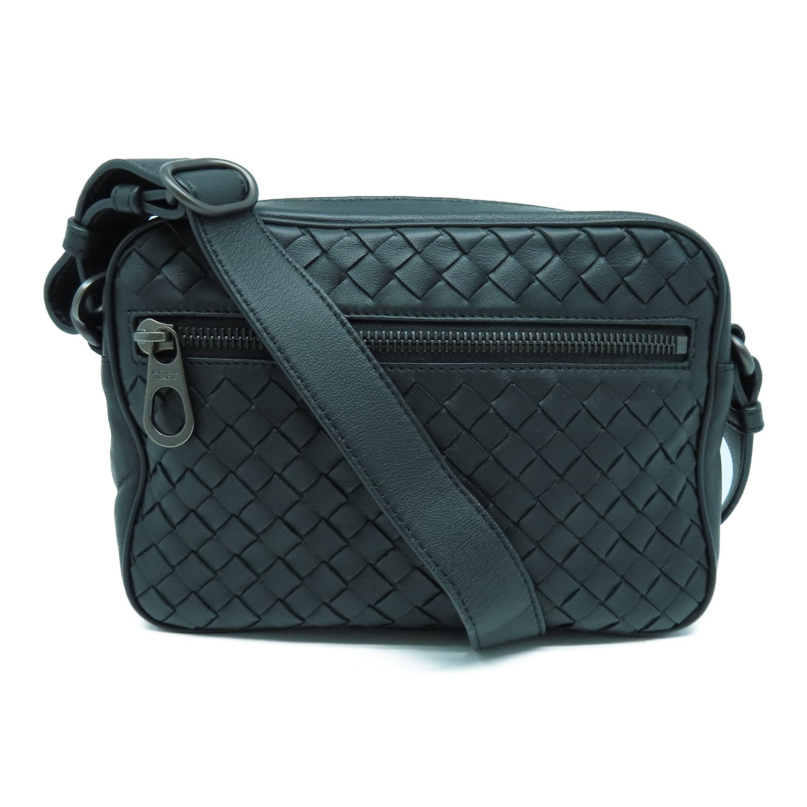 BOTTEGA VENETA 织纹皮革Shoulder Bag肩背袋黑色