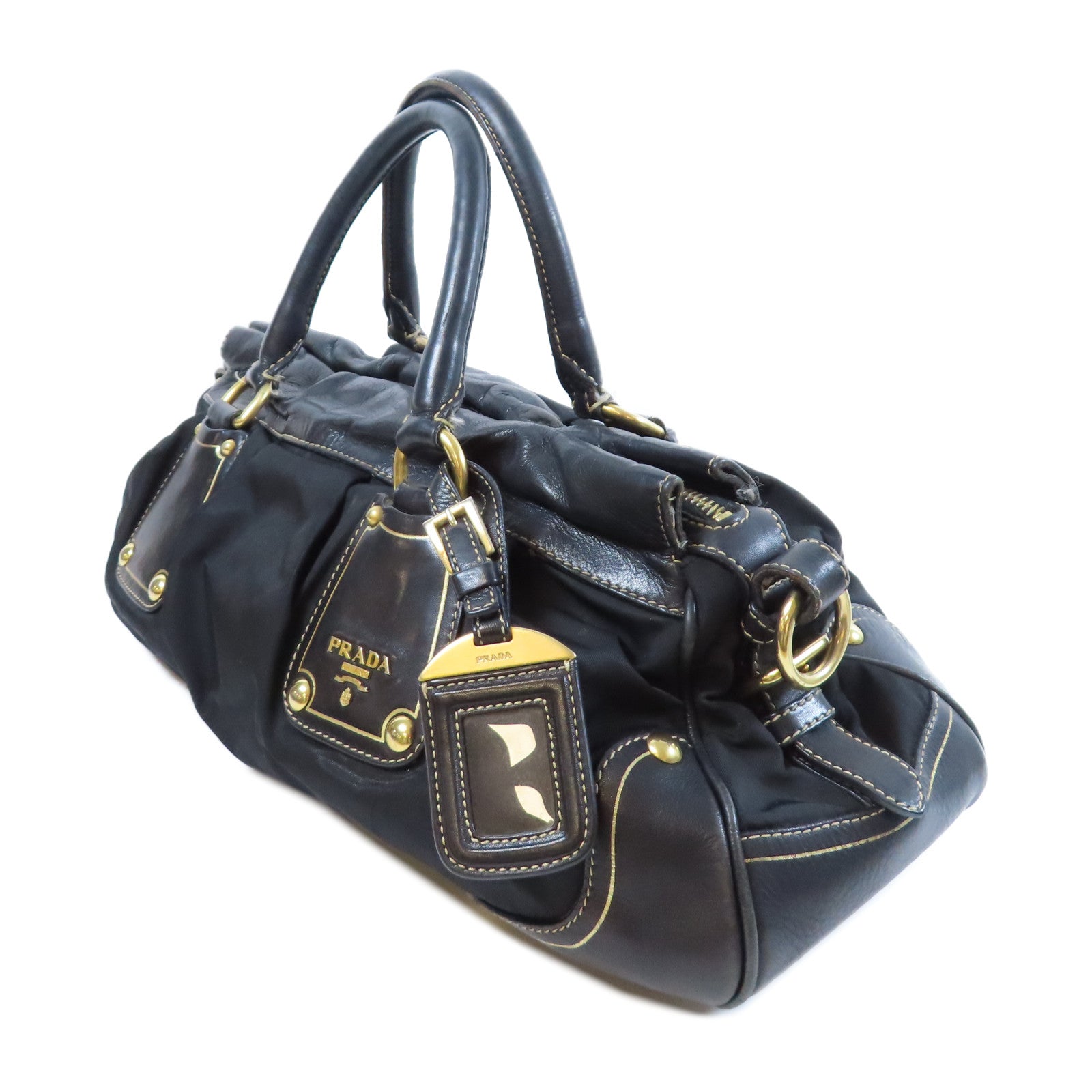 PRADA 尼龍2 Way Shoulder Bag金扣手挽肩背兩用袋黑色