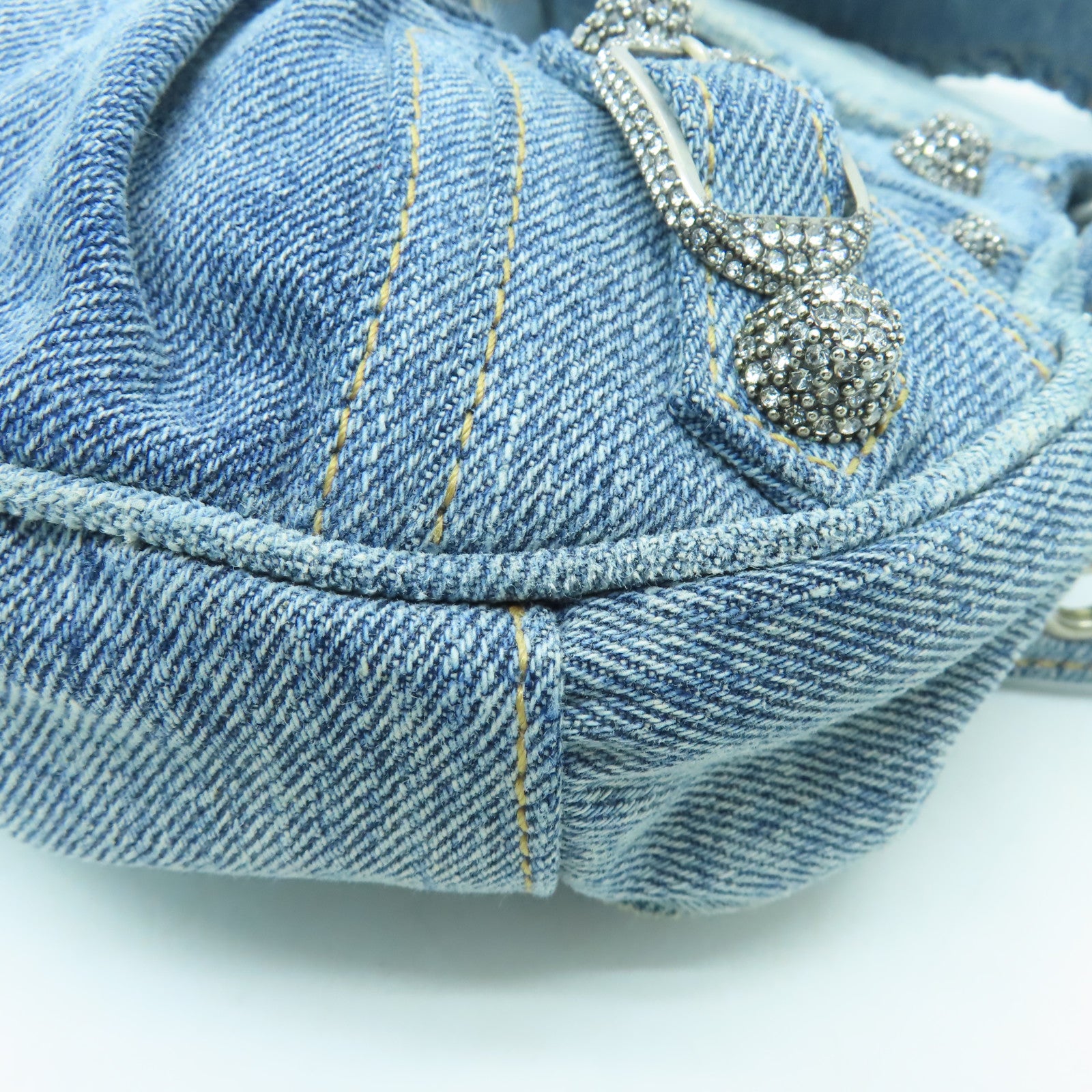 BALENCIAGA 牛仔布Le Cagole XS銀扣肩背袋淺藍色