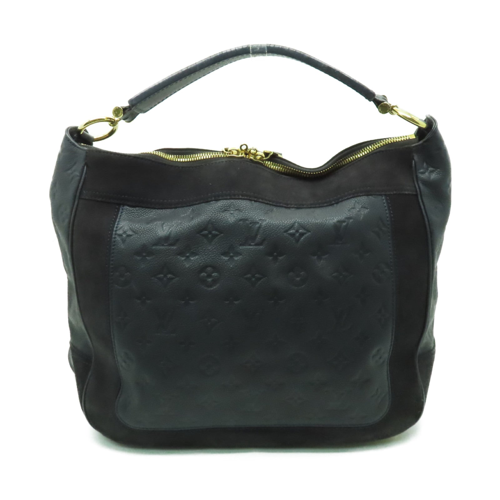 LOUIS VUITTON Monogram Empreinte Audacieuse PM金扣手挽肩背兩用袋深藍色