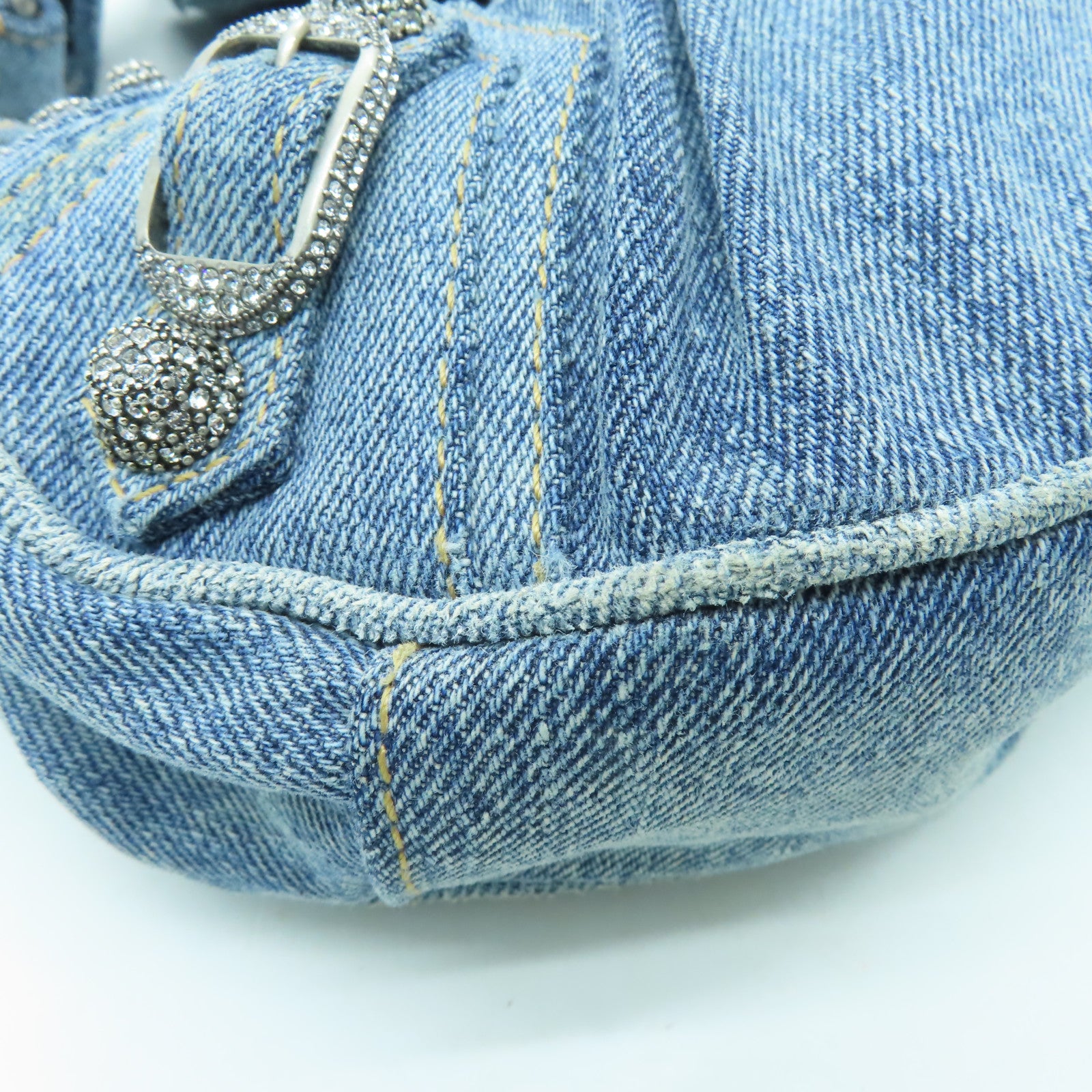 BALENCIAGA 牛仔布Le Cagole XS銀扣肩背袋淺藍色