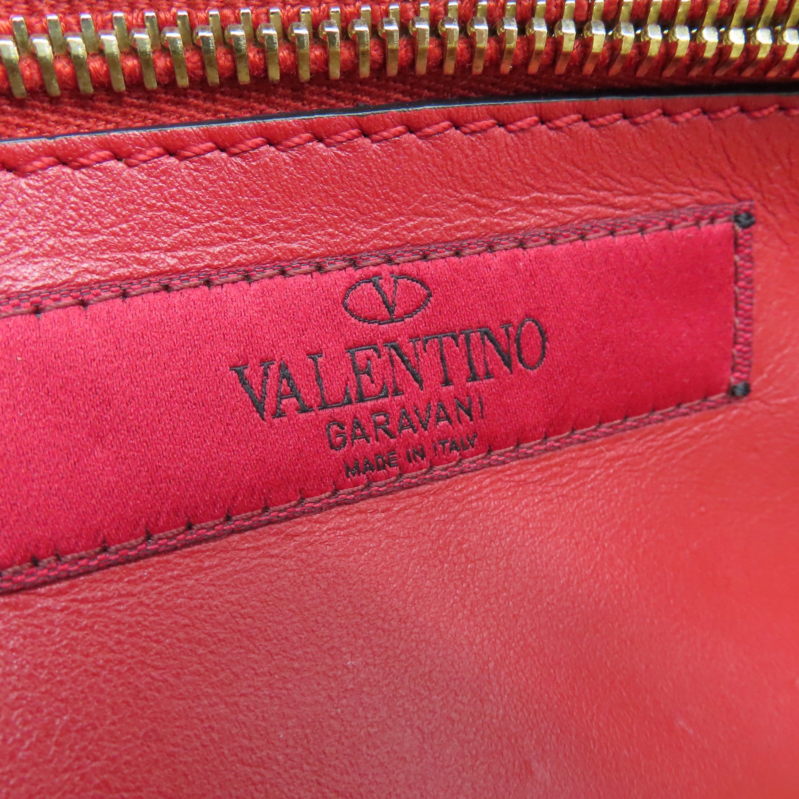Valentino sheepskin leather 2way Shoulder Bag gold buckle handle shoulder bag red