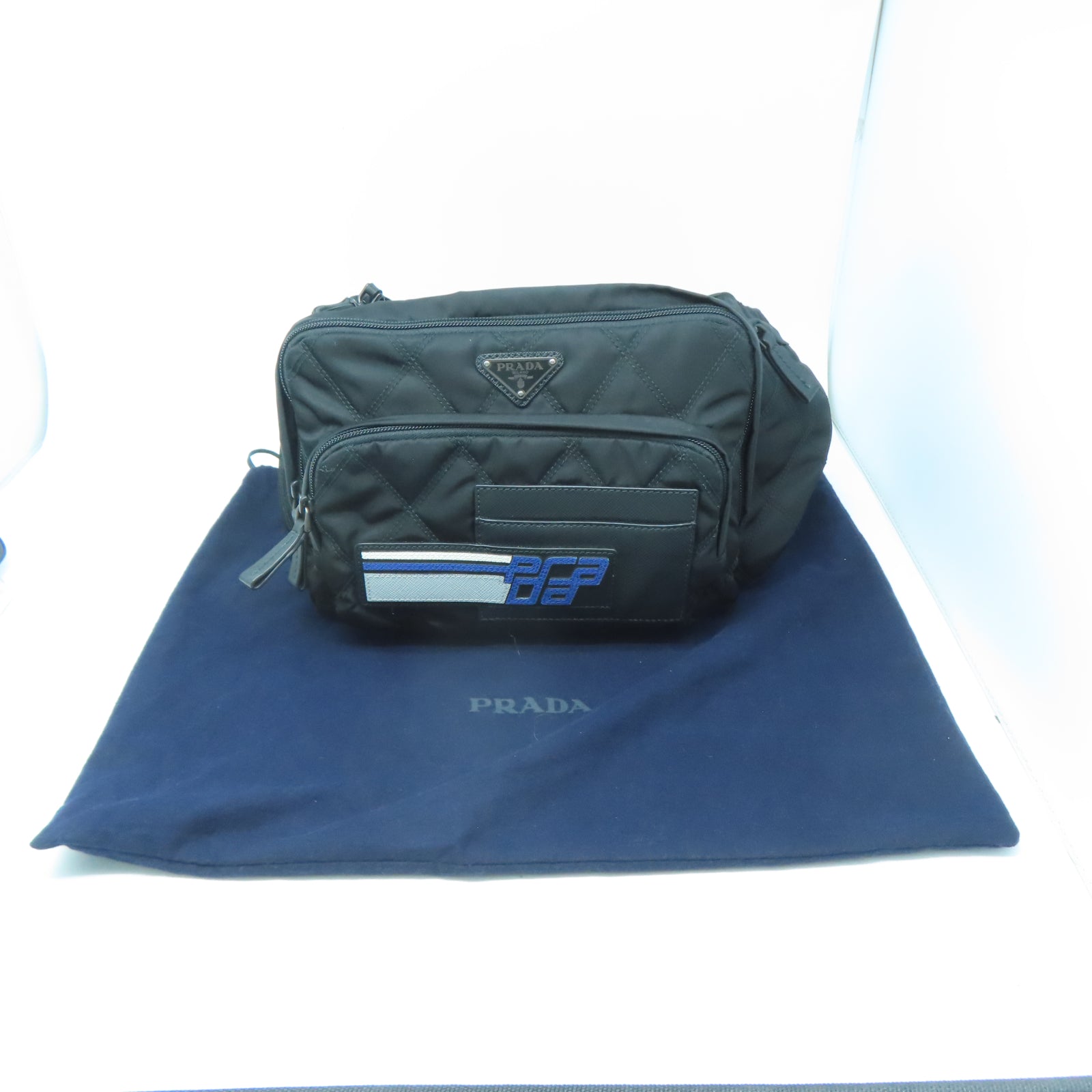 PRADA 尼龍Waist Bag銀扣腰包黑色