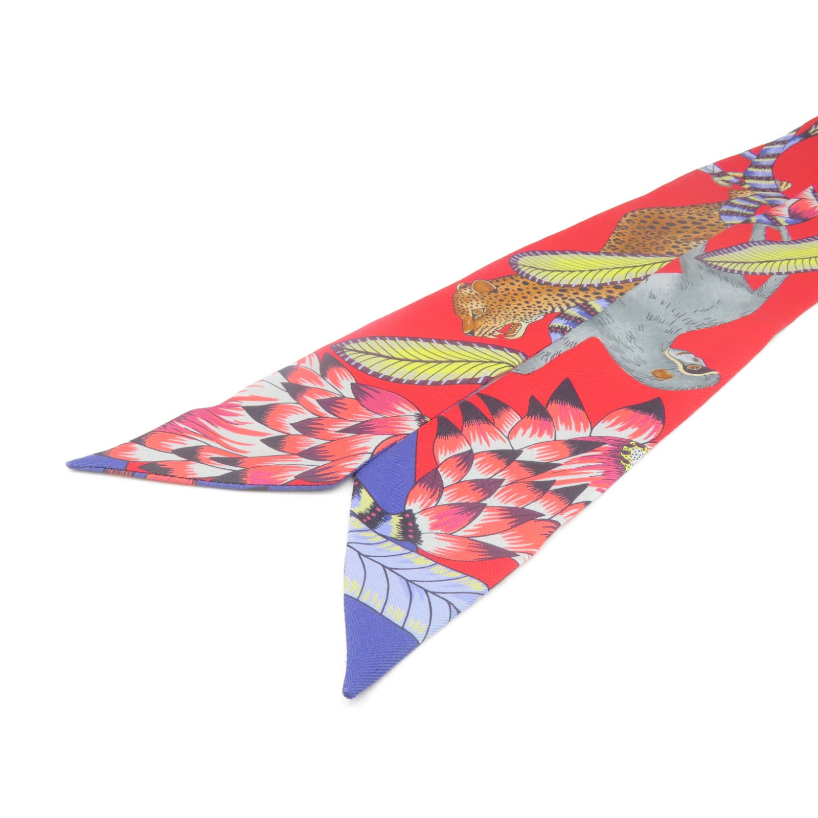 HERMES Silk Twilly Scarf Orange/Color