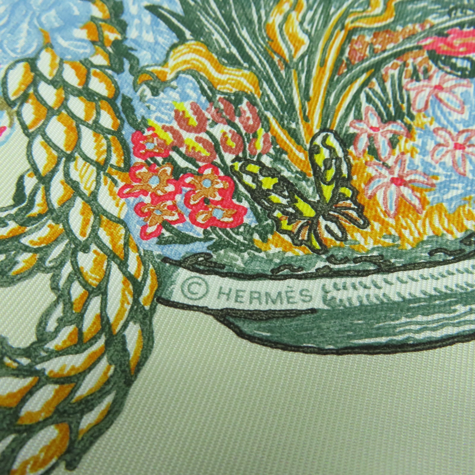 HERMES 絲質Scarf 90x90絲巾米色