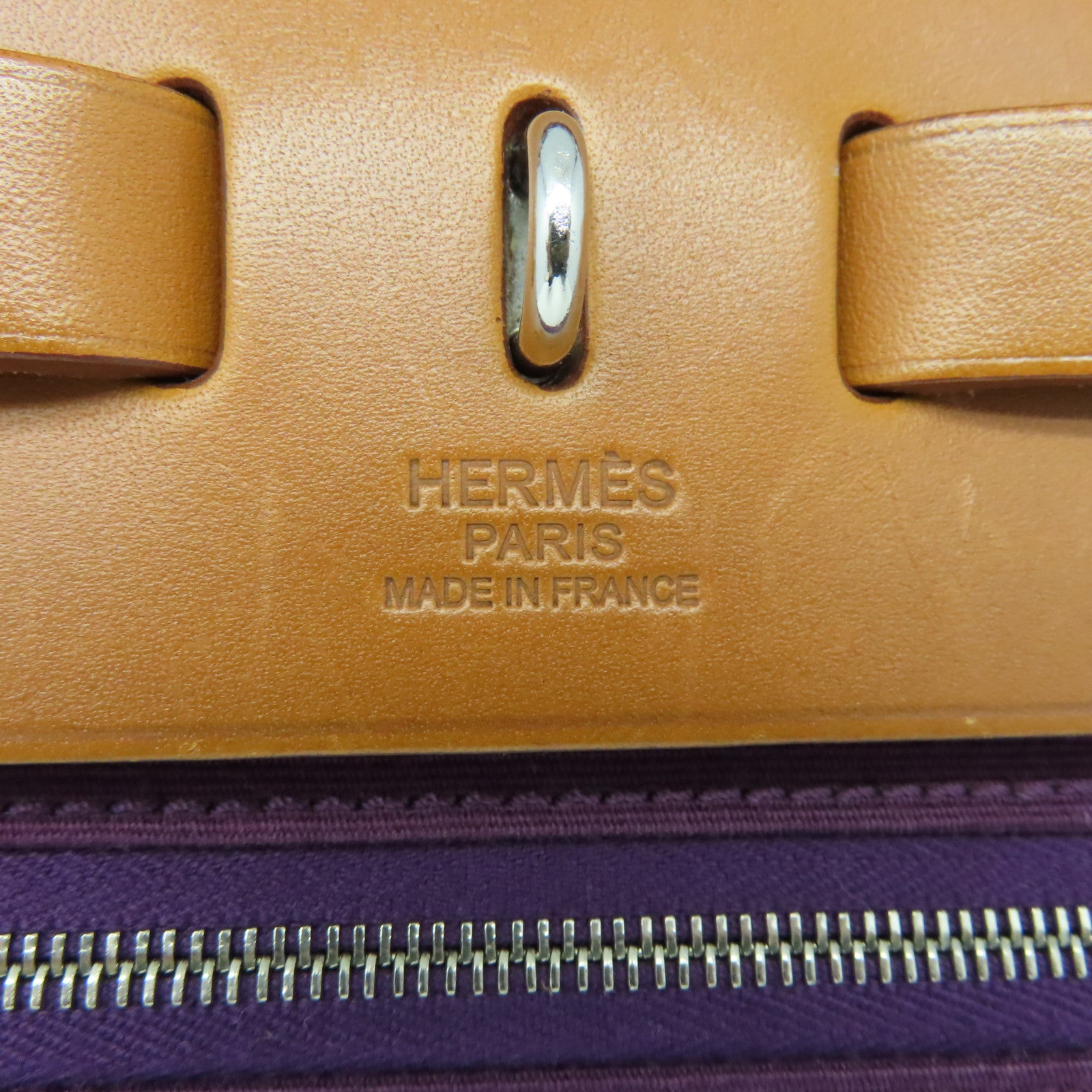 HERMES 帆布Herbag PM银扣肩背袋Rasin紫色