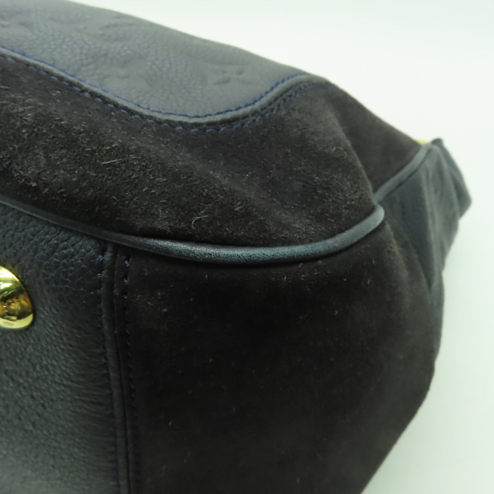 LOUIS VUITTON Monogram Empreinte Audacieuse PM金扣手挽肩背兩用袋深藍色