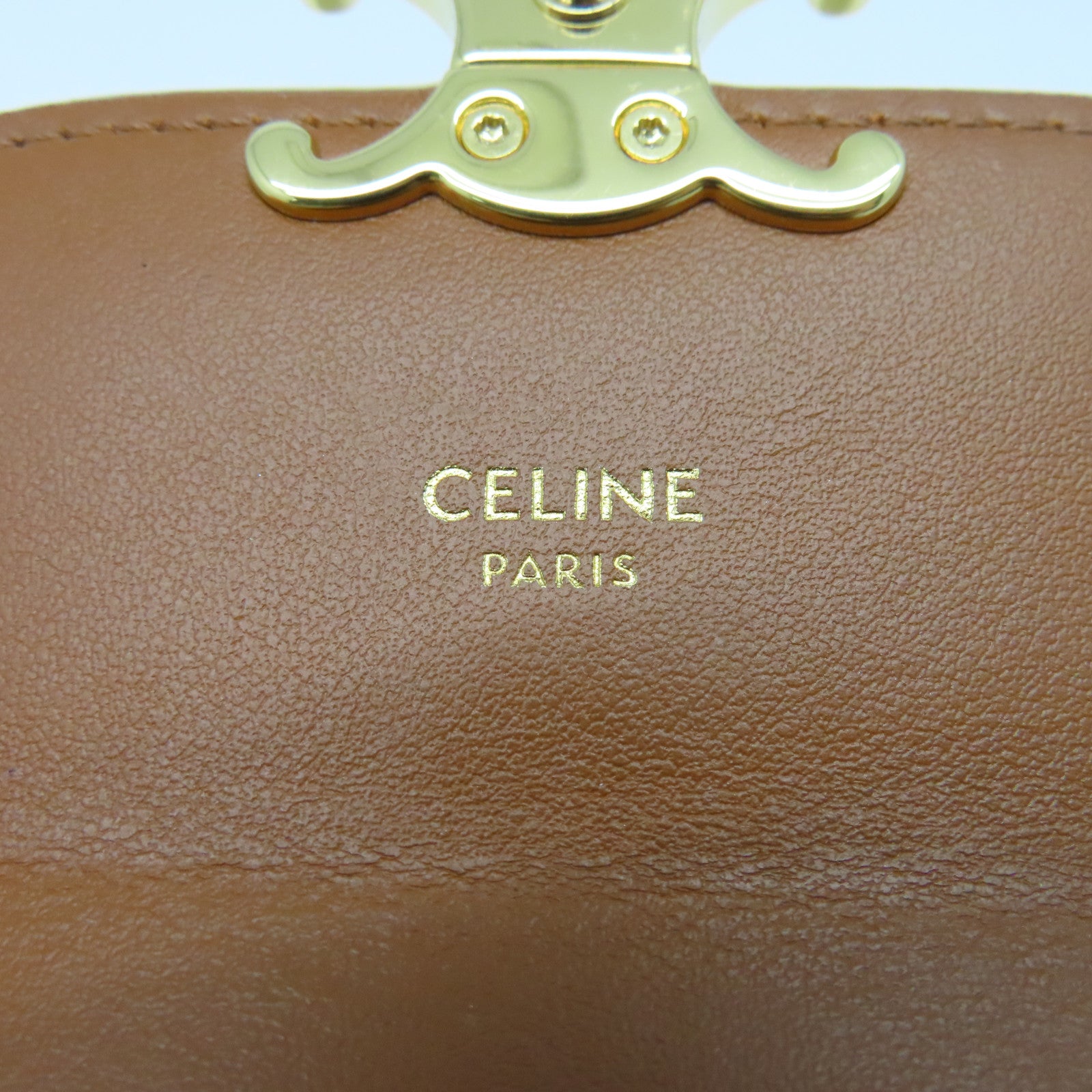 CELINE 塗層帆布/牛皮皮革Wallet金扣錢包白色