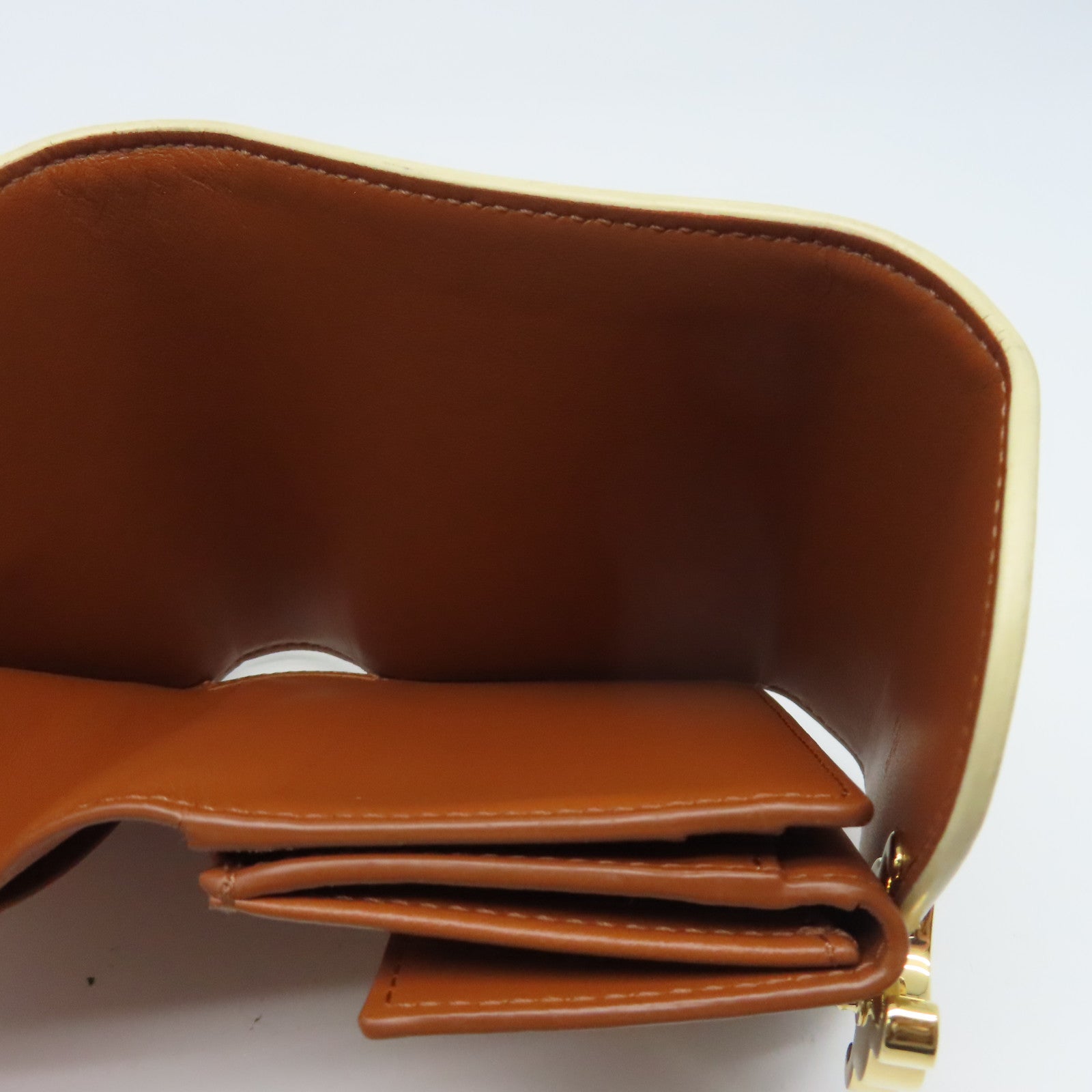 CELINE 塗層帆布/牛皮皮革Wallet金扣錢包白色