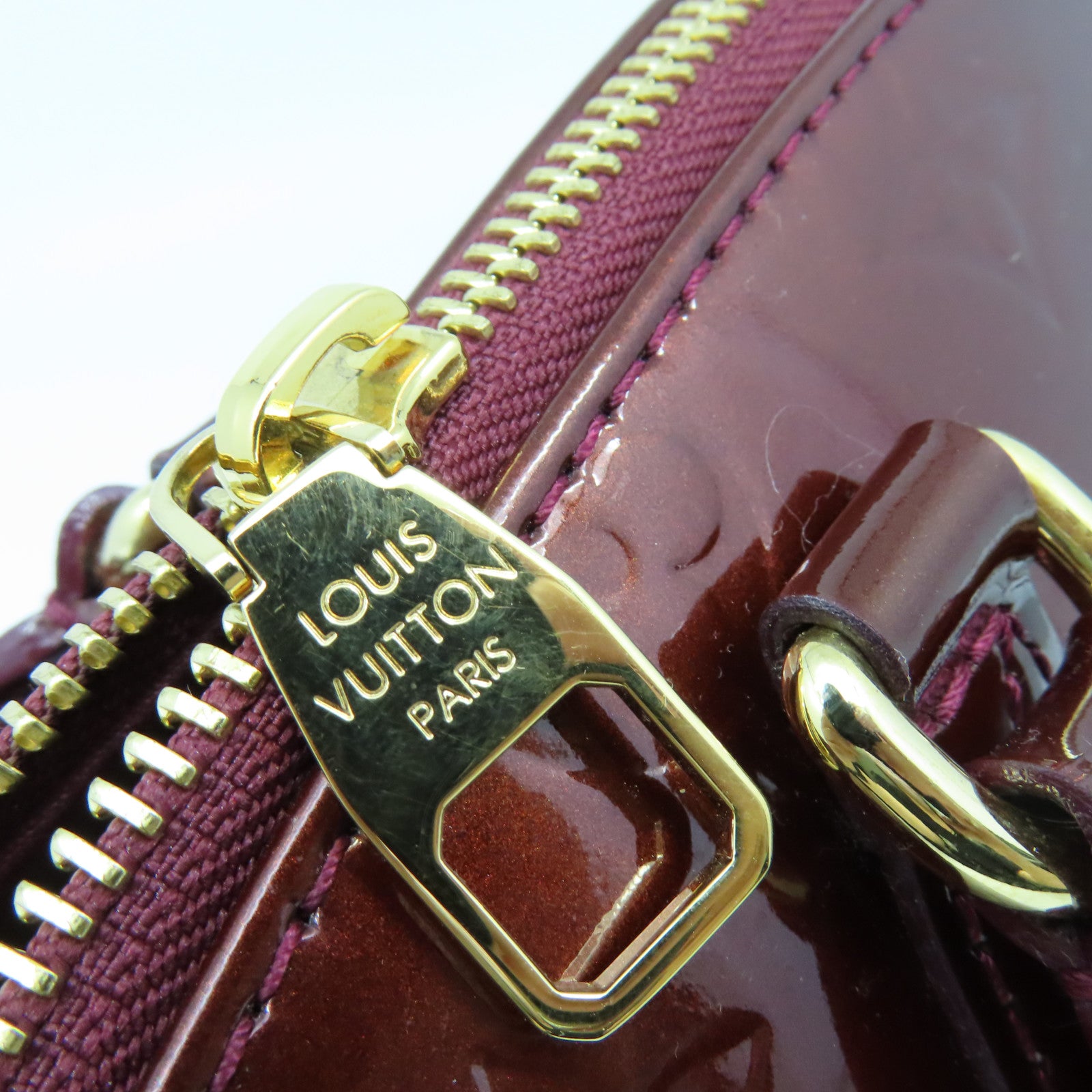 LOUIS VUITTON Vernis Sherwood PM Shoulder Bag肩背袋酒紅色