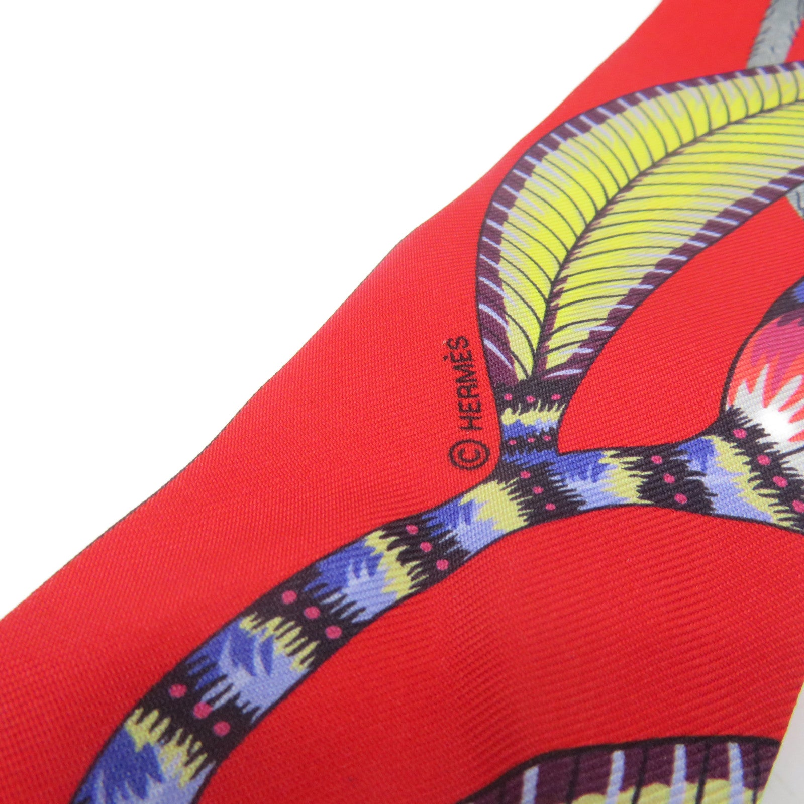 HERMES Silk Twilly Scarf Orange/Color