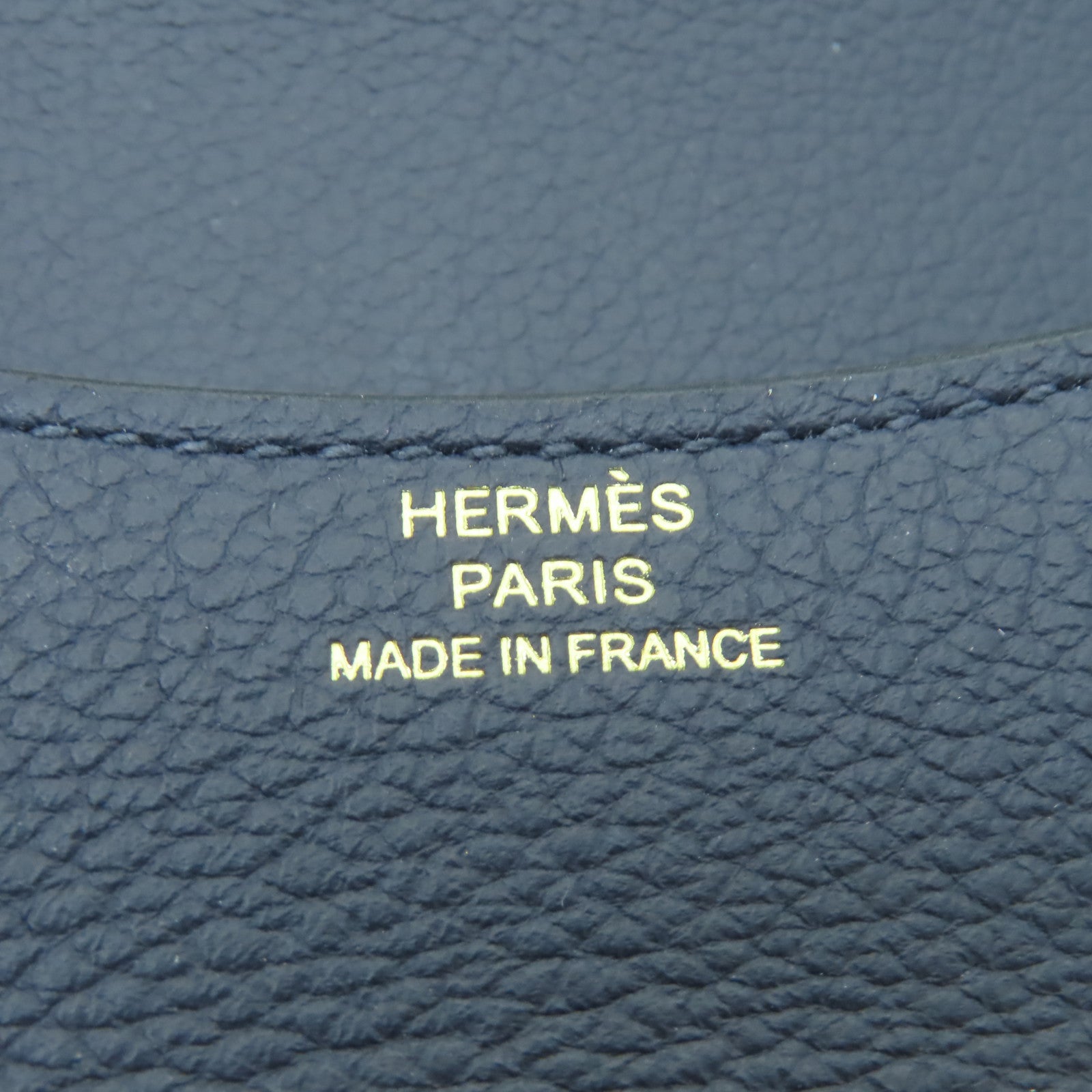HERMES Evercolor皮革Constance Slim金扣手拿包Bleu Nuit深藍色