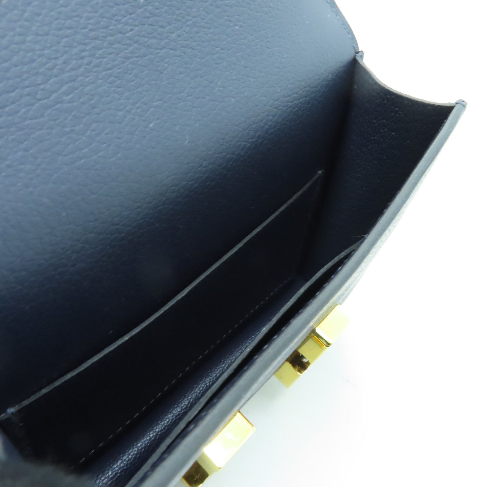 HERMES Evercolor皮革Constance Slim金扣手拿包Bleu Nuit深藍色