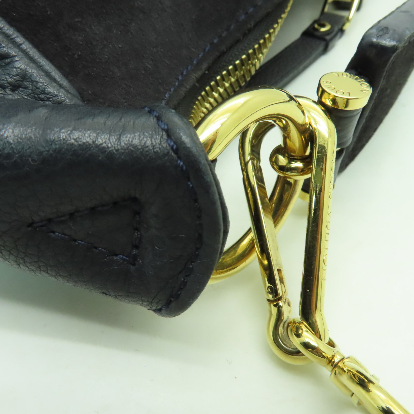 LOUIS VUITTON Monogram Empreinte Audacieuse PM金扣手挽肩背兩用袋深藍色