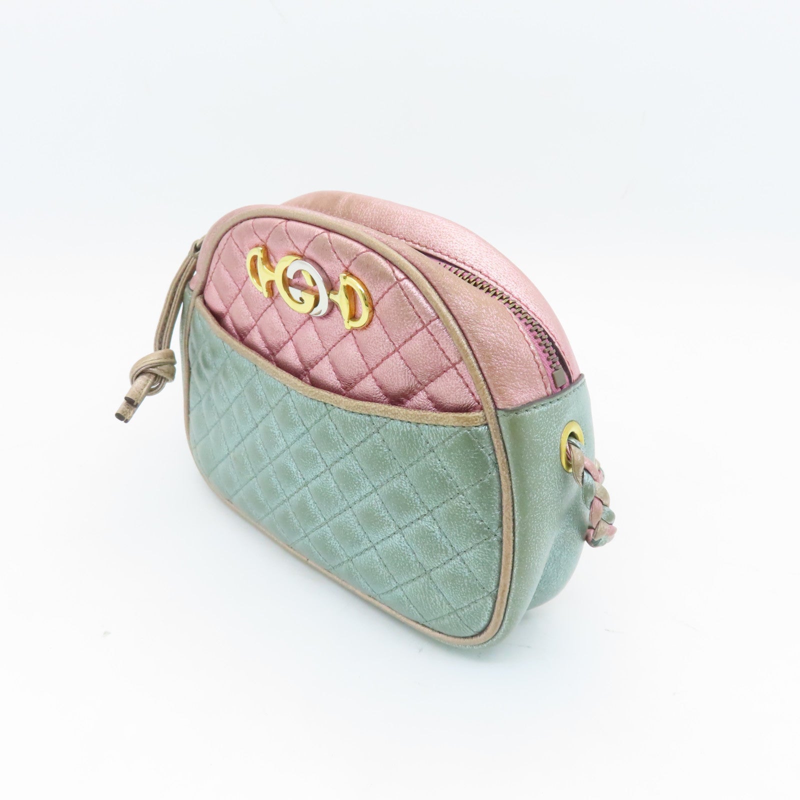 GUCCI leather Zumi Horsebit gold buckle shoulder bag pink light - Main Image