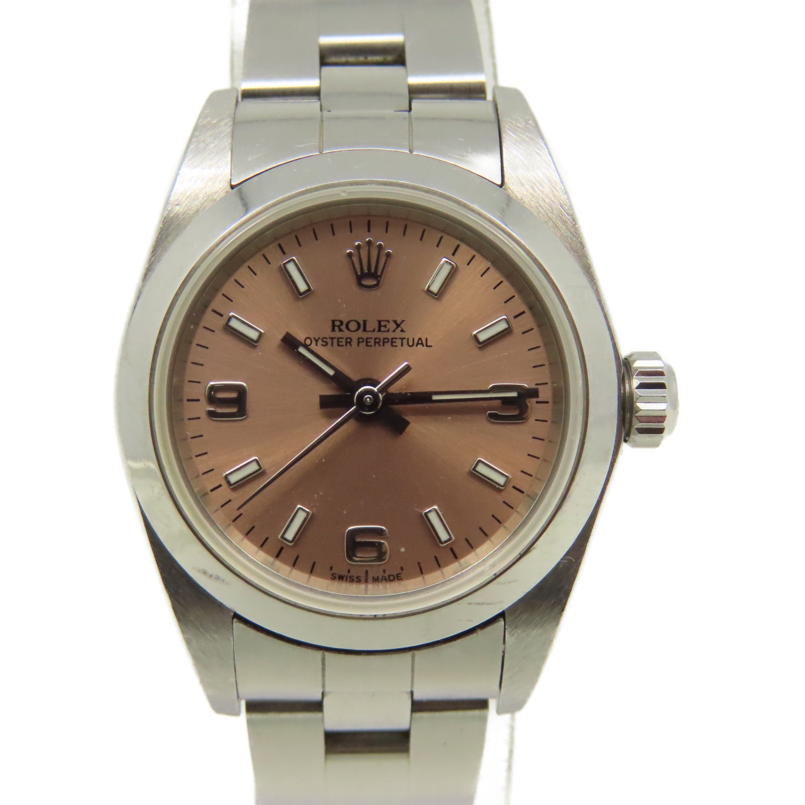 ROLEX Oyster Perpetual Watch不鏽鋼自動機芯手錶黑色粉紅紅色/銀色