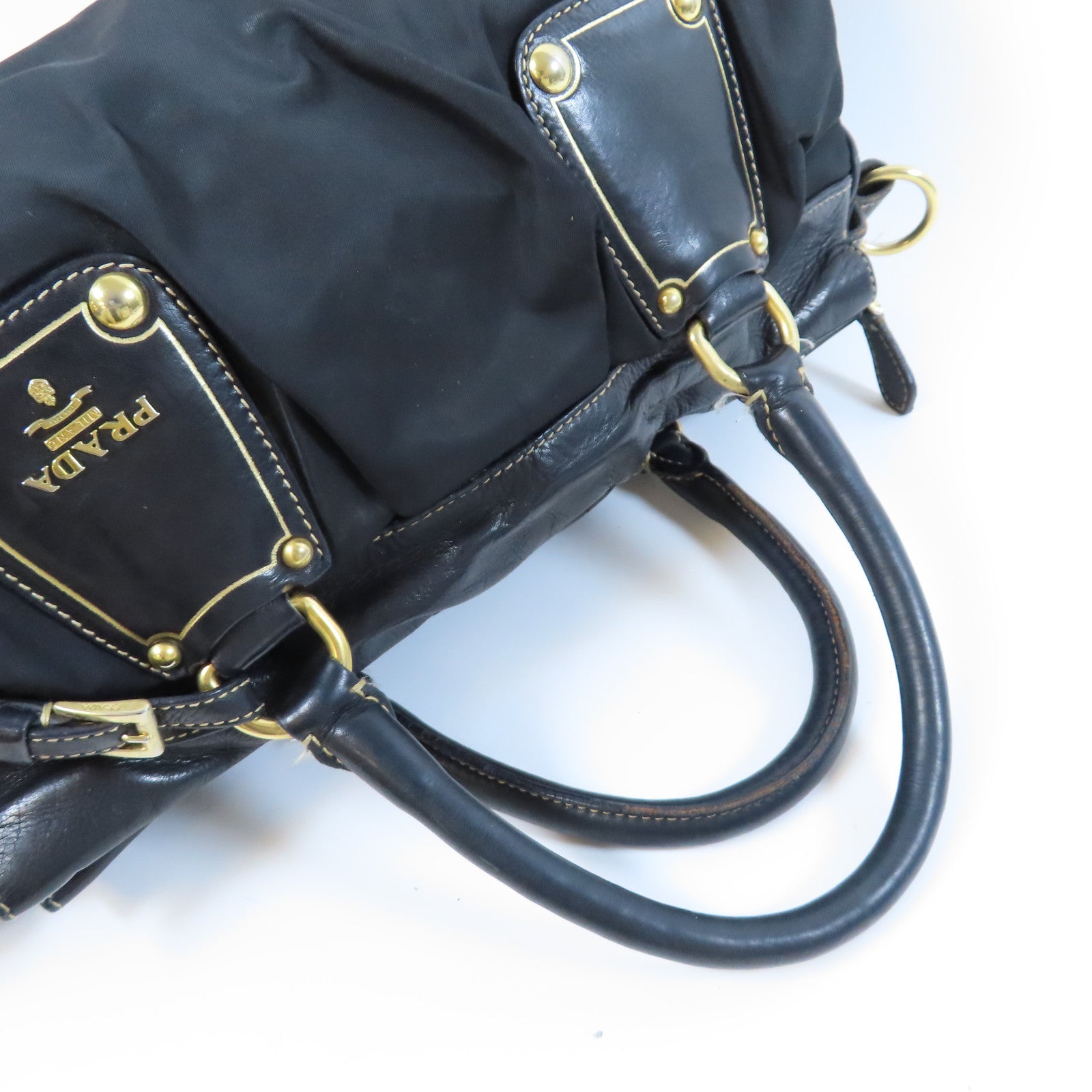 PRADA 尼龍2 Way Shoulder Bag金扣手挽肩背兩用袋黑色