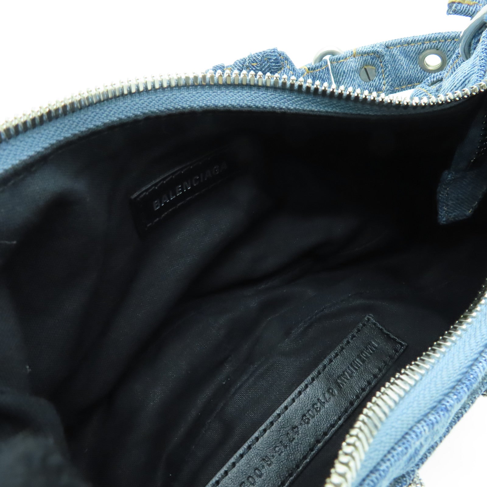 BALENCIAGA 牛仔布Le Cagole XS銀扣肩背袋淺藍色