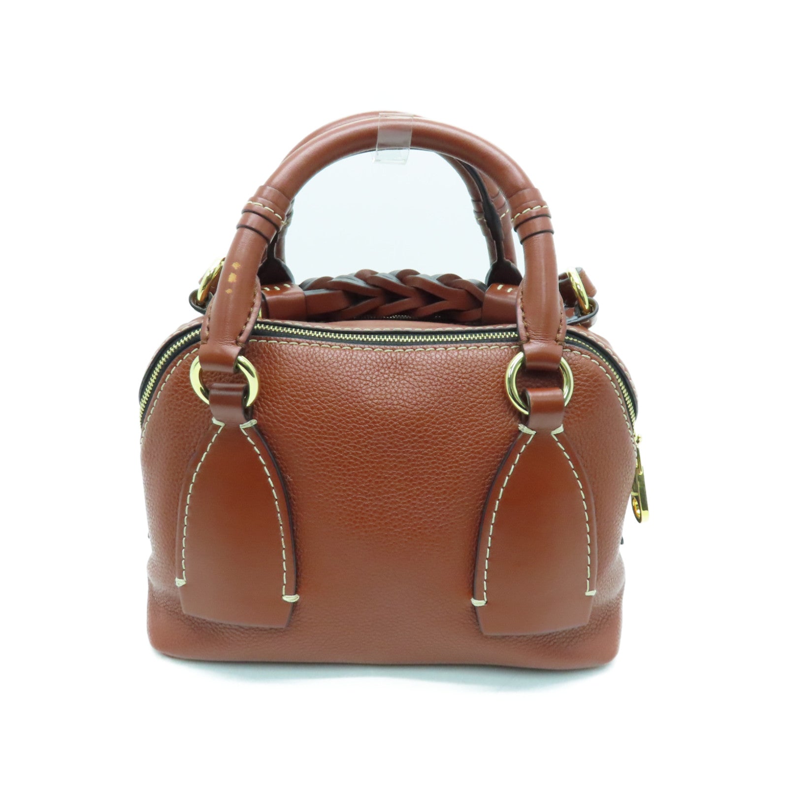 Chloe 牛皮皮革2way Shoulder Bag金扣手挽肩背兩用袋啡色
