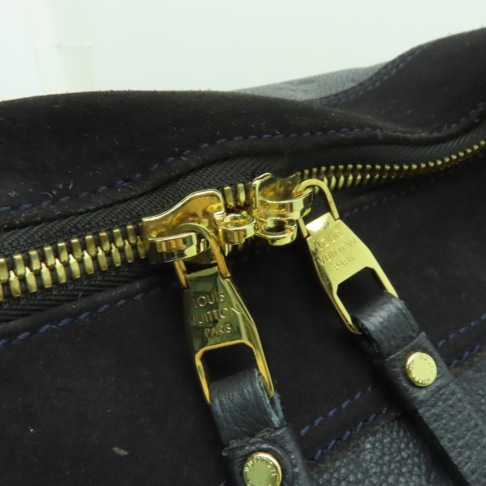 LOUIS VUITTON Monogram Empreinte Audacieuse PM金扣手挽肩背兩用袋深藍色