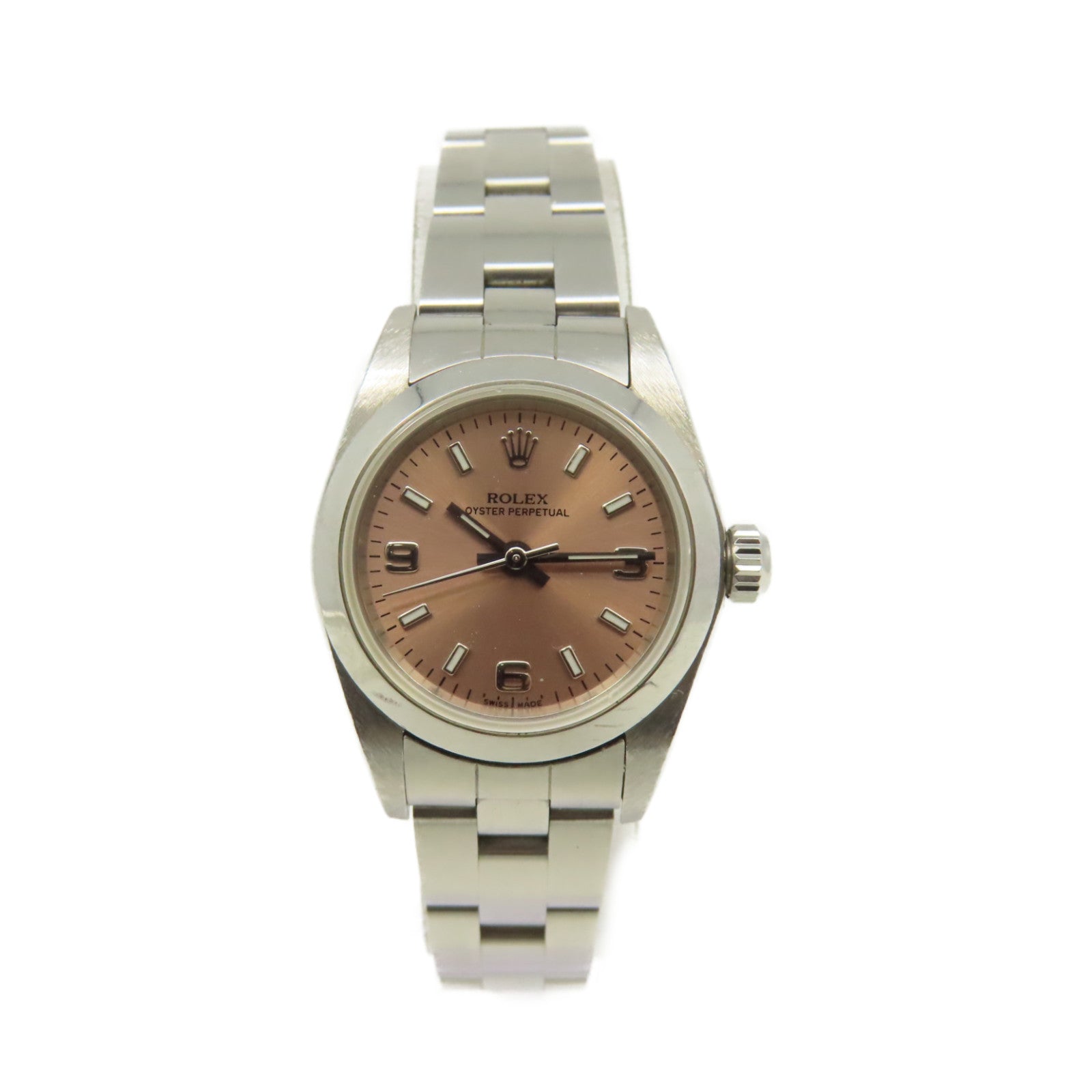 ROLEX Oyster Perpetual Watch不鏽鋼自動機芯手錶黑色粉紅紅色/銀色
