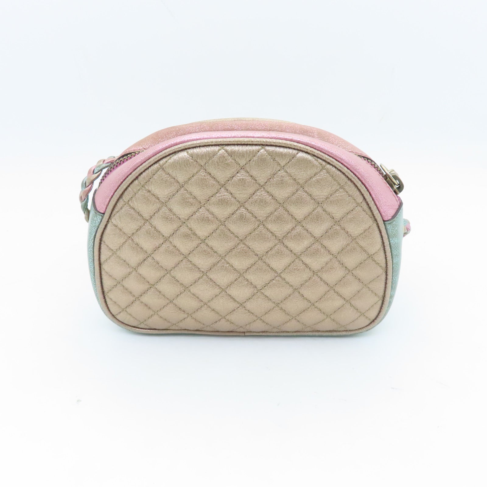 GUCCI leather Zumi Horsebit gold buckle shoulder bag pink light green
