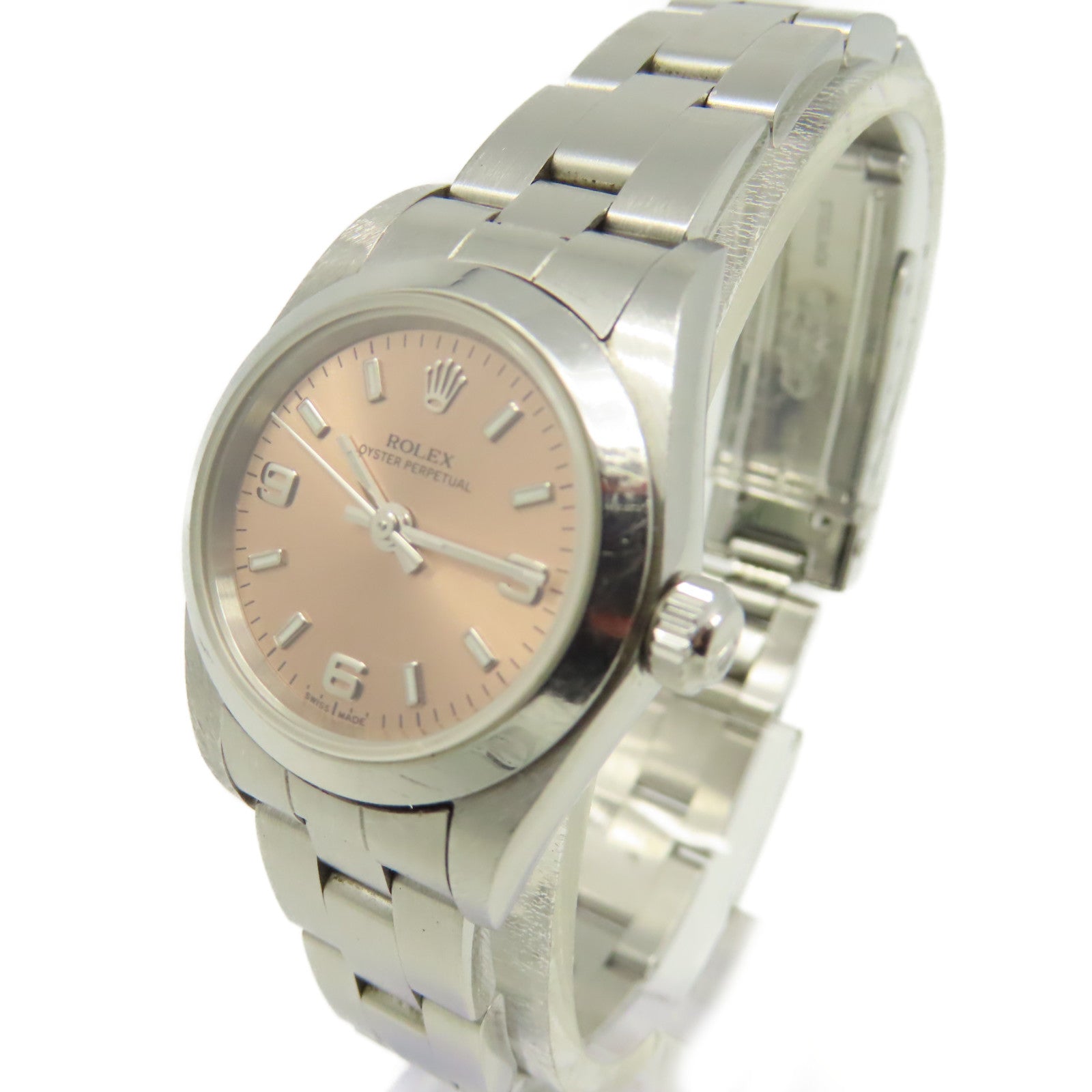ROLEX Oyster Perpetual Watch不鏽鋼自動機芯手錶黑色粉紅紅色/銀色