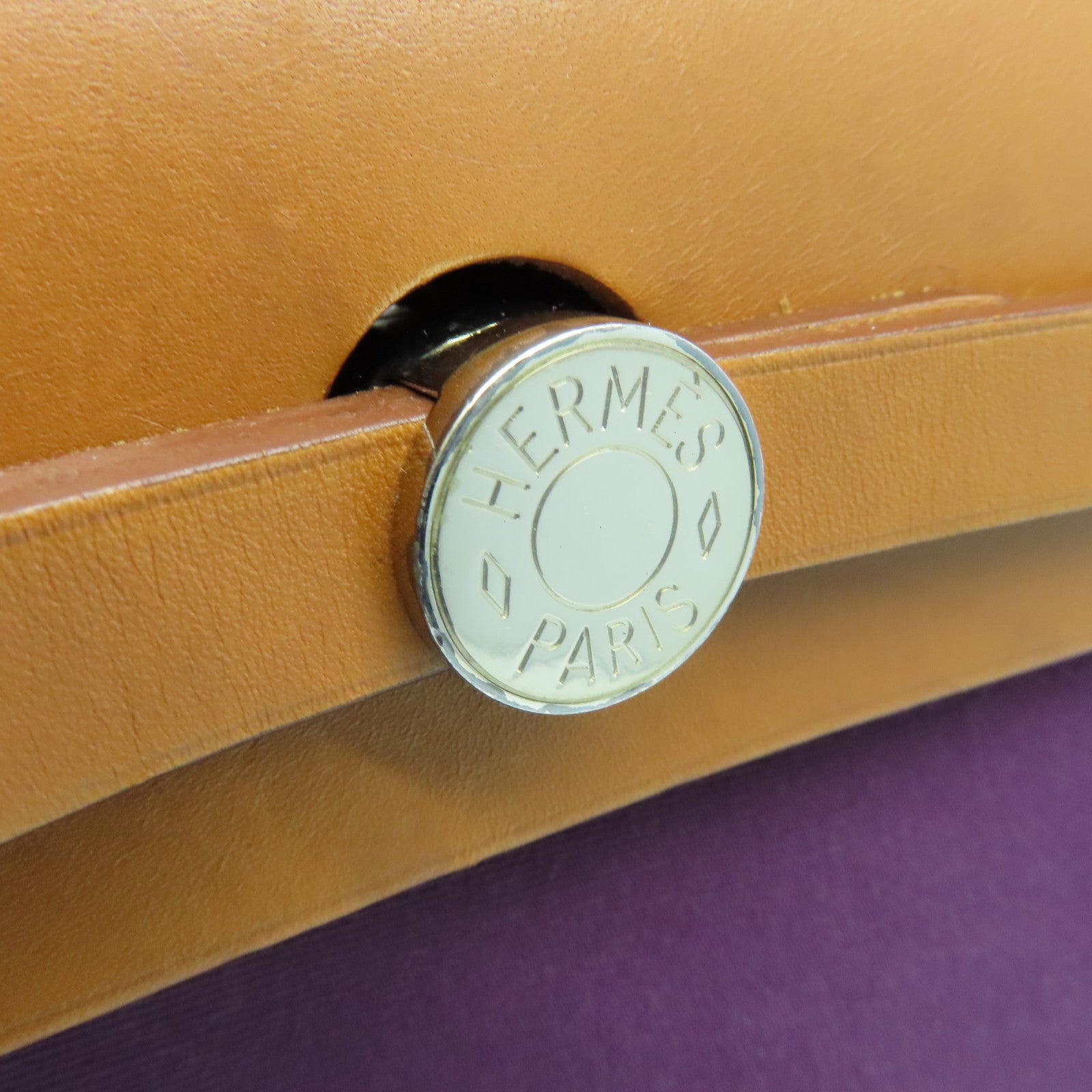 HERMES 帆布Herbag PM银扣肩背袋Rasin紫色