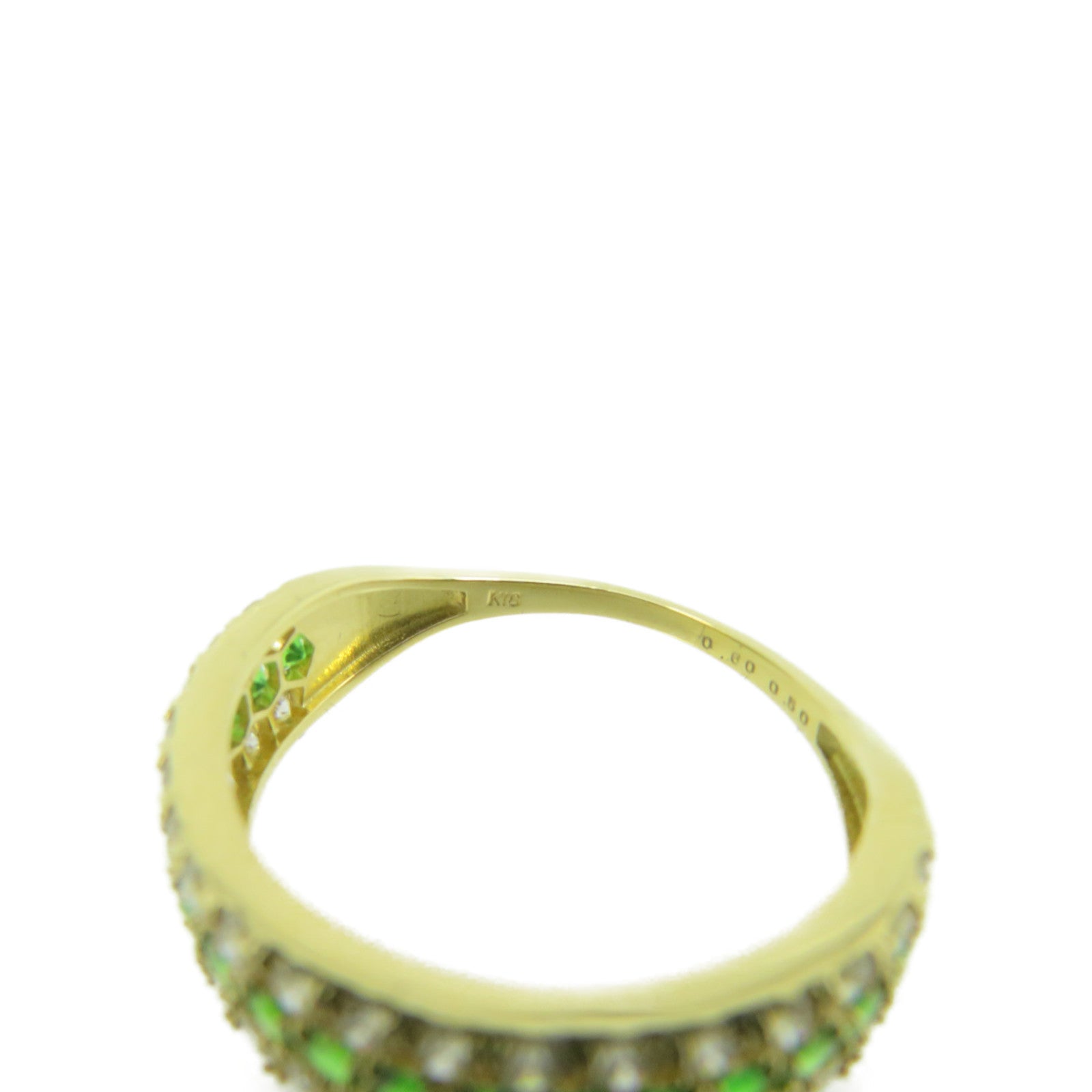 JEWELRY 18K黃金/0.50ct Tsavorite/0.60ct鑽石Tsavorite  Ring戒指US#6.25