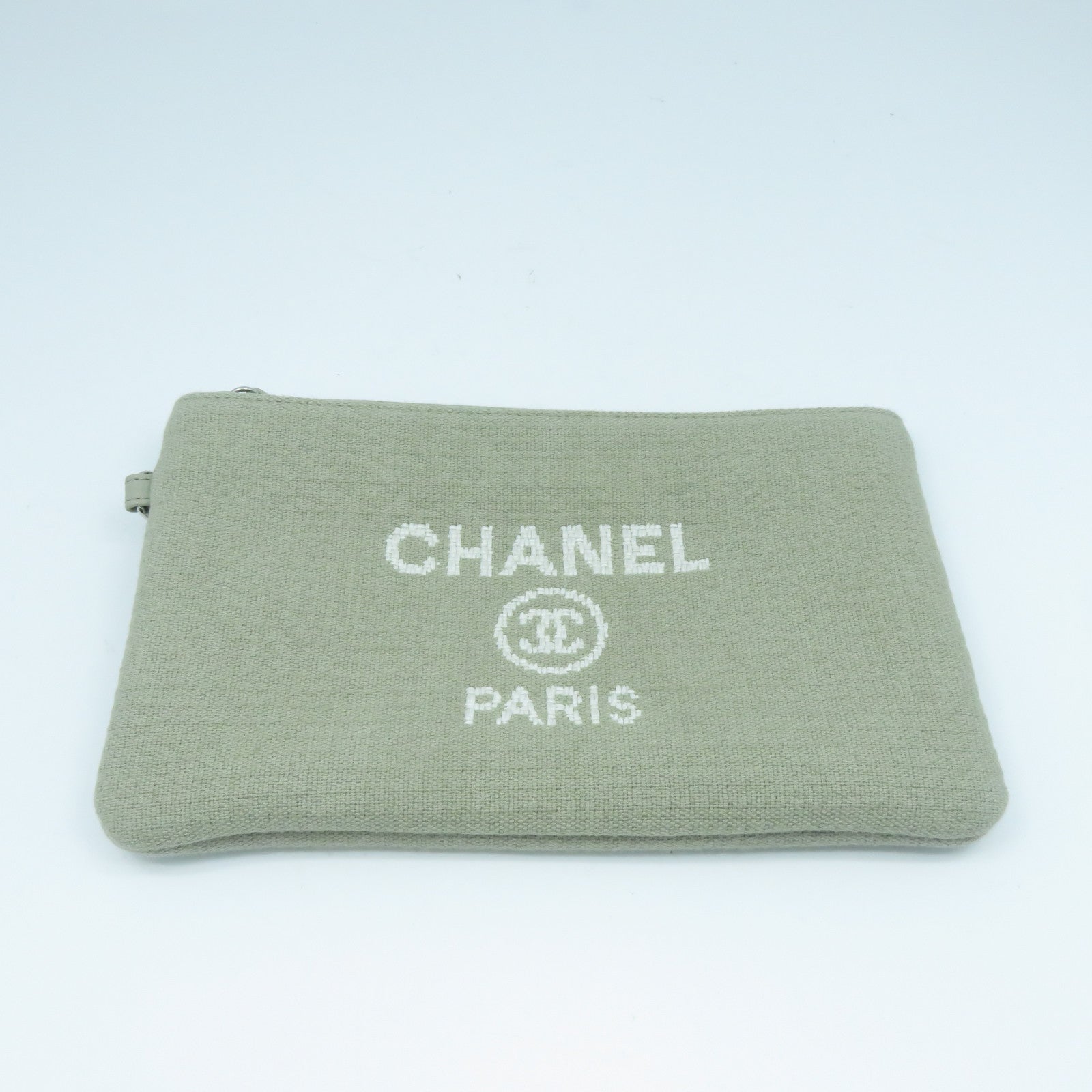 CHANEL 帆布Deauville Tote Bag銀扣肩背兩用袋灰色