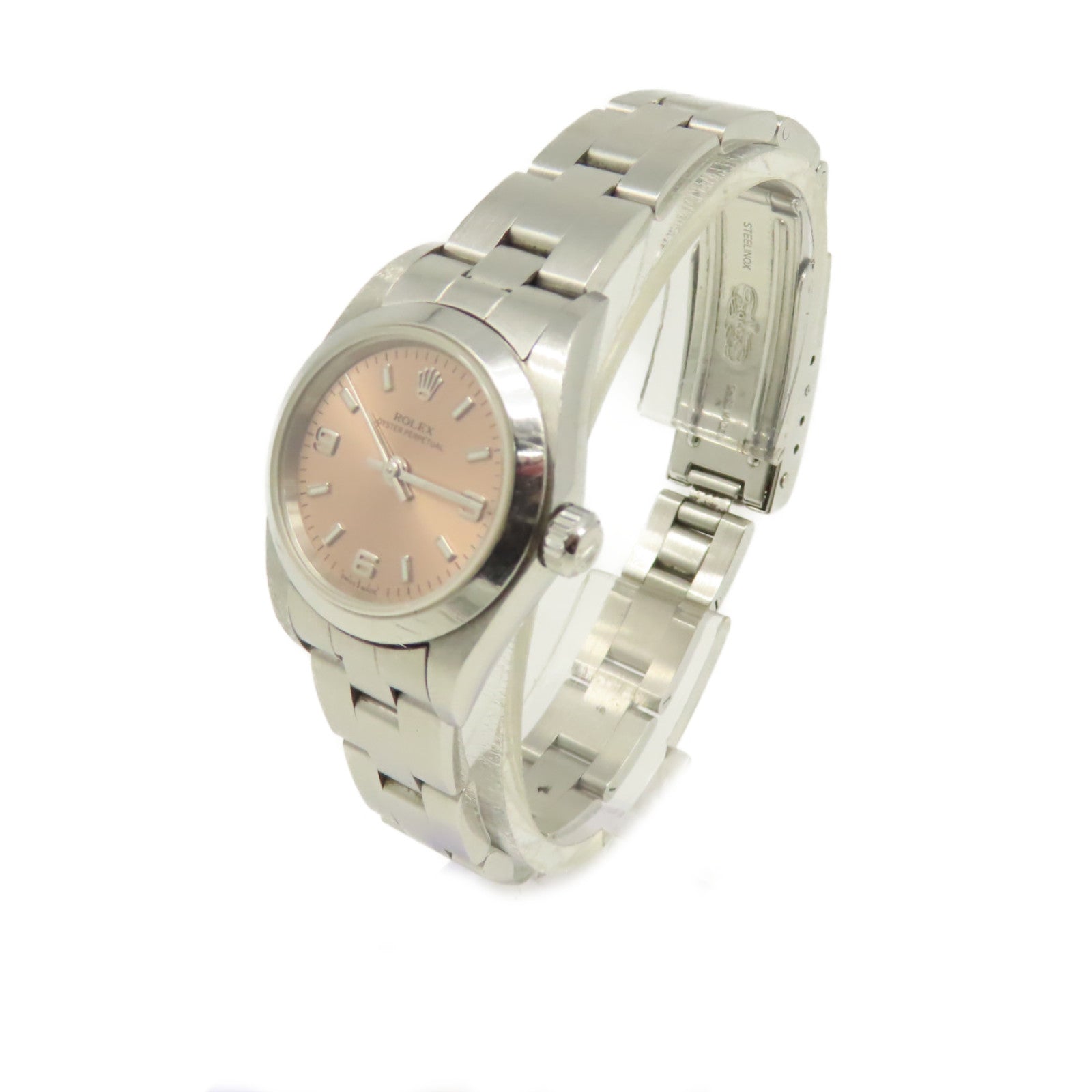 ROLEX Oyster Perpetual Watch不鏽鋼自動機芯手錶黑色粉紅紅色/銀色