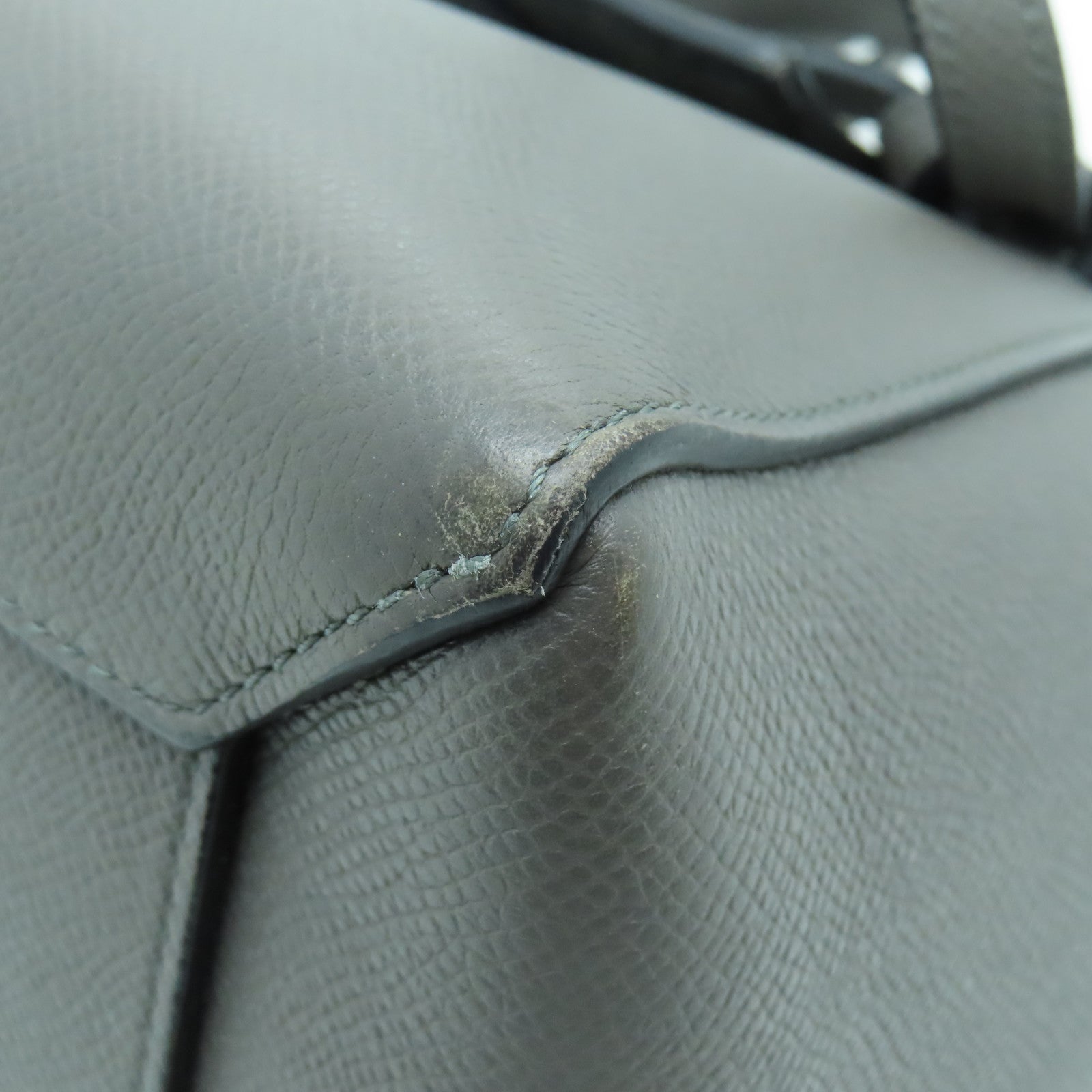 CELINE 牛皮皮革Belt Bag金扣手挽肩背两用袋灰色