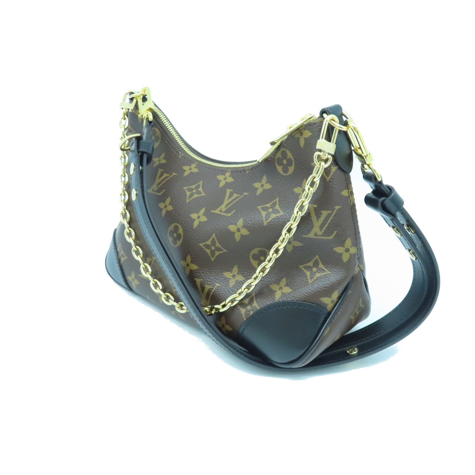 LOUIS VUITTON Monogram Boulogne Gold Buckle Shoulder Bag Brown