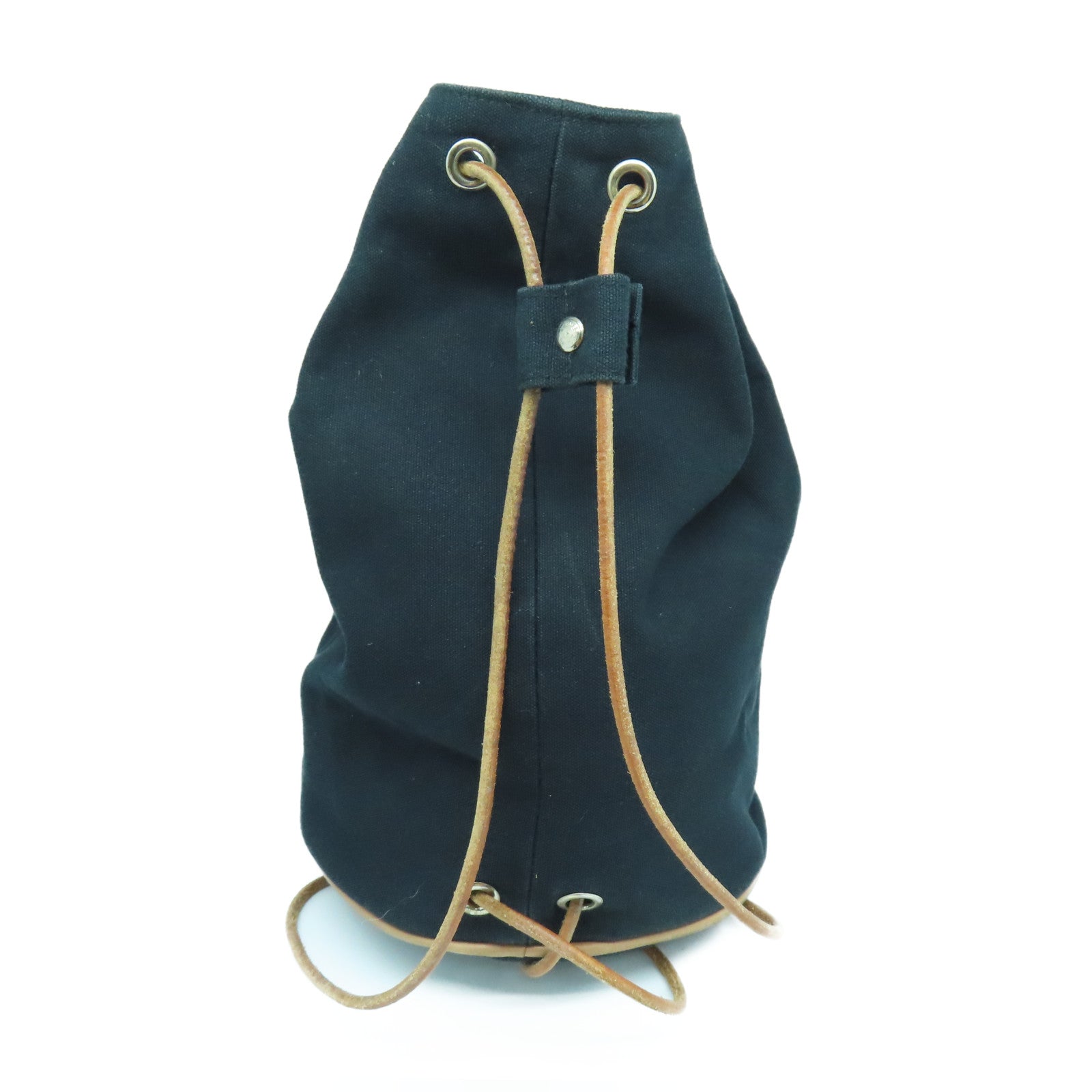 HERMES 【激減優惠】帆布Sac Polochon銀扣背包黑色