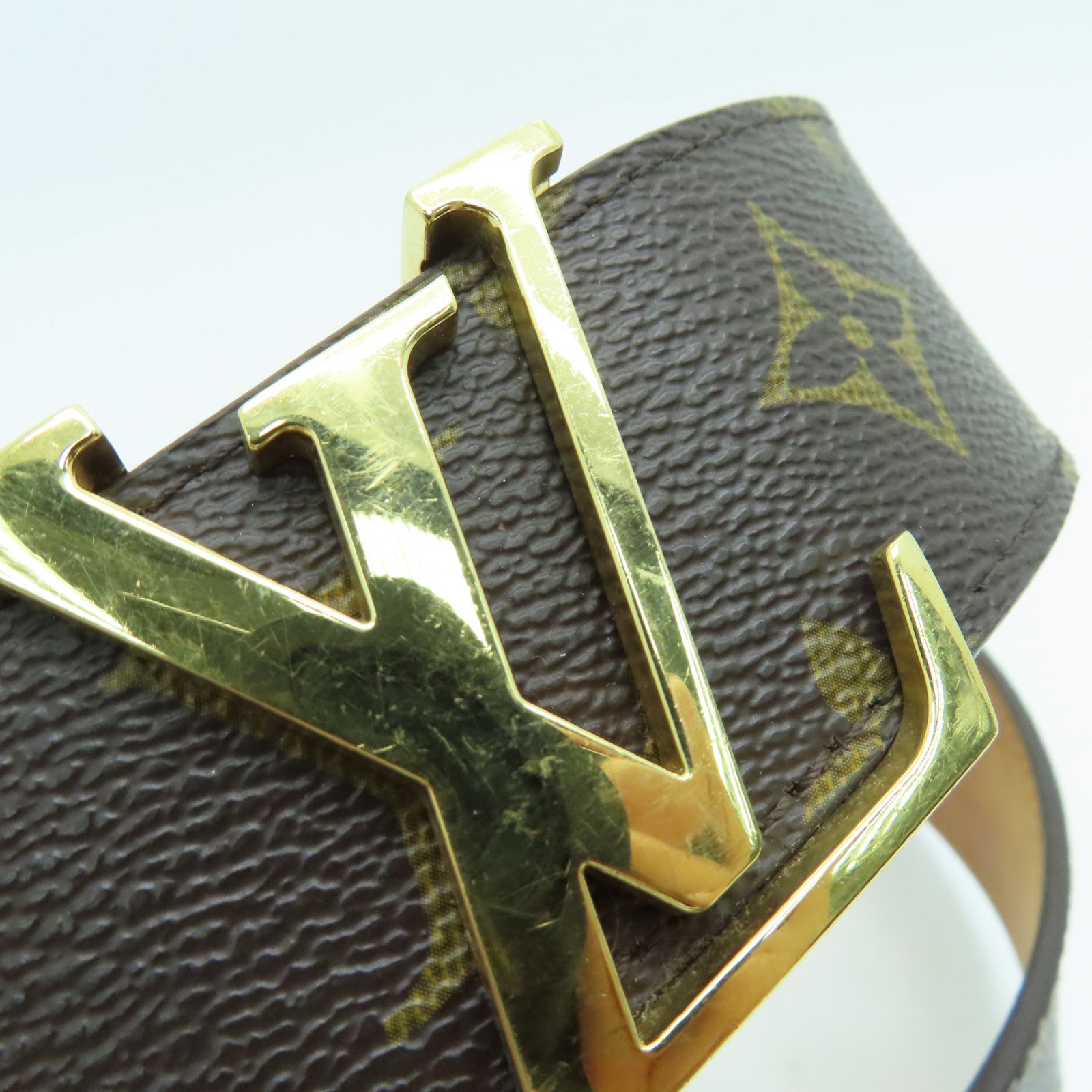 LOUIS VUITTON Monogram Belt金扣皮带啡色