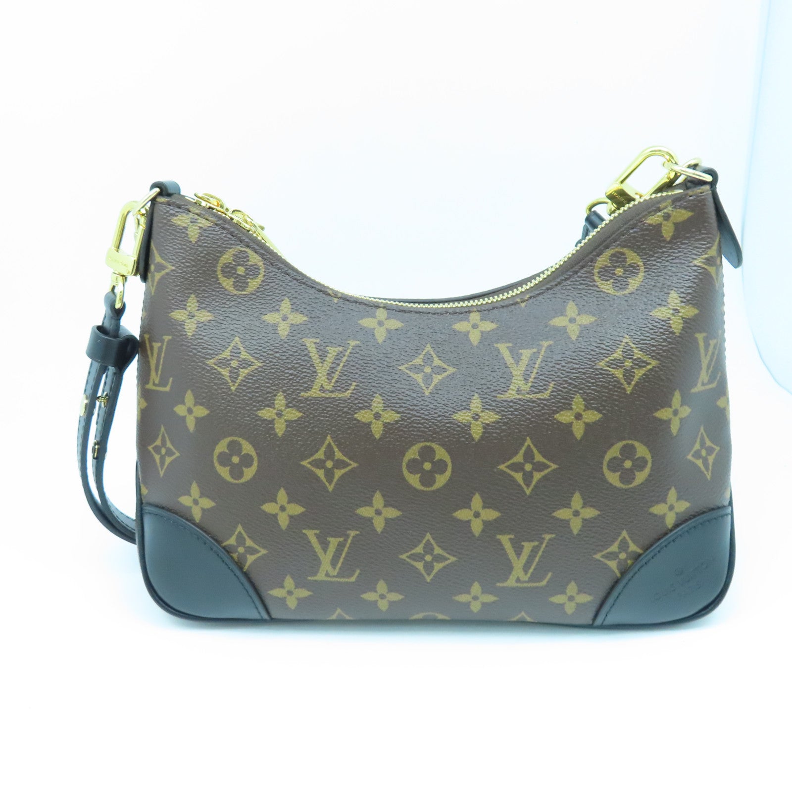 LOUIS VUITTON Monogram Boulogne Gold Buckle Shoulder Bag Brown