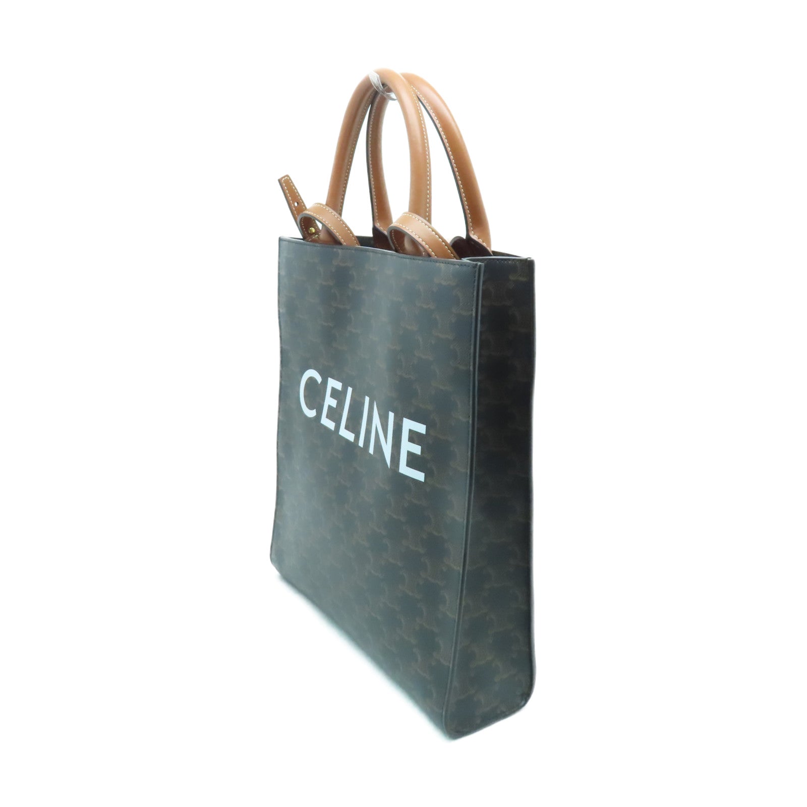 CELINE 【激減優惠】塗層皮革Triomphe Cabas金扣手挽肩背兩用袋棕色