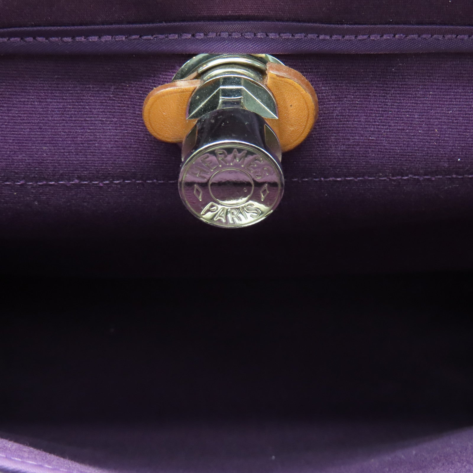 HERMES 帆布Herbag PM银扣肩背袋Rasin紫色