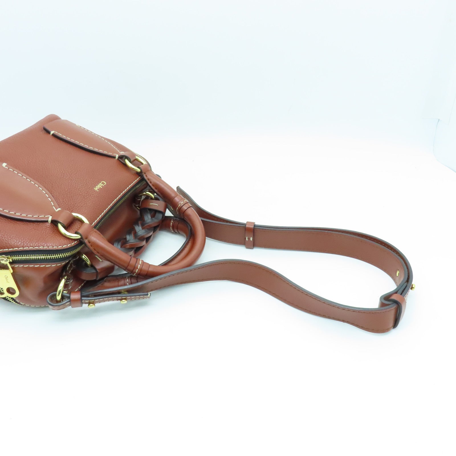 Chloe 牛皮皮革2way Shoulder Bag金扣手挽肩背兩用袋啡色