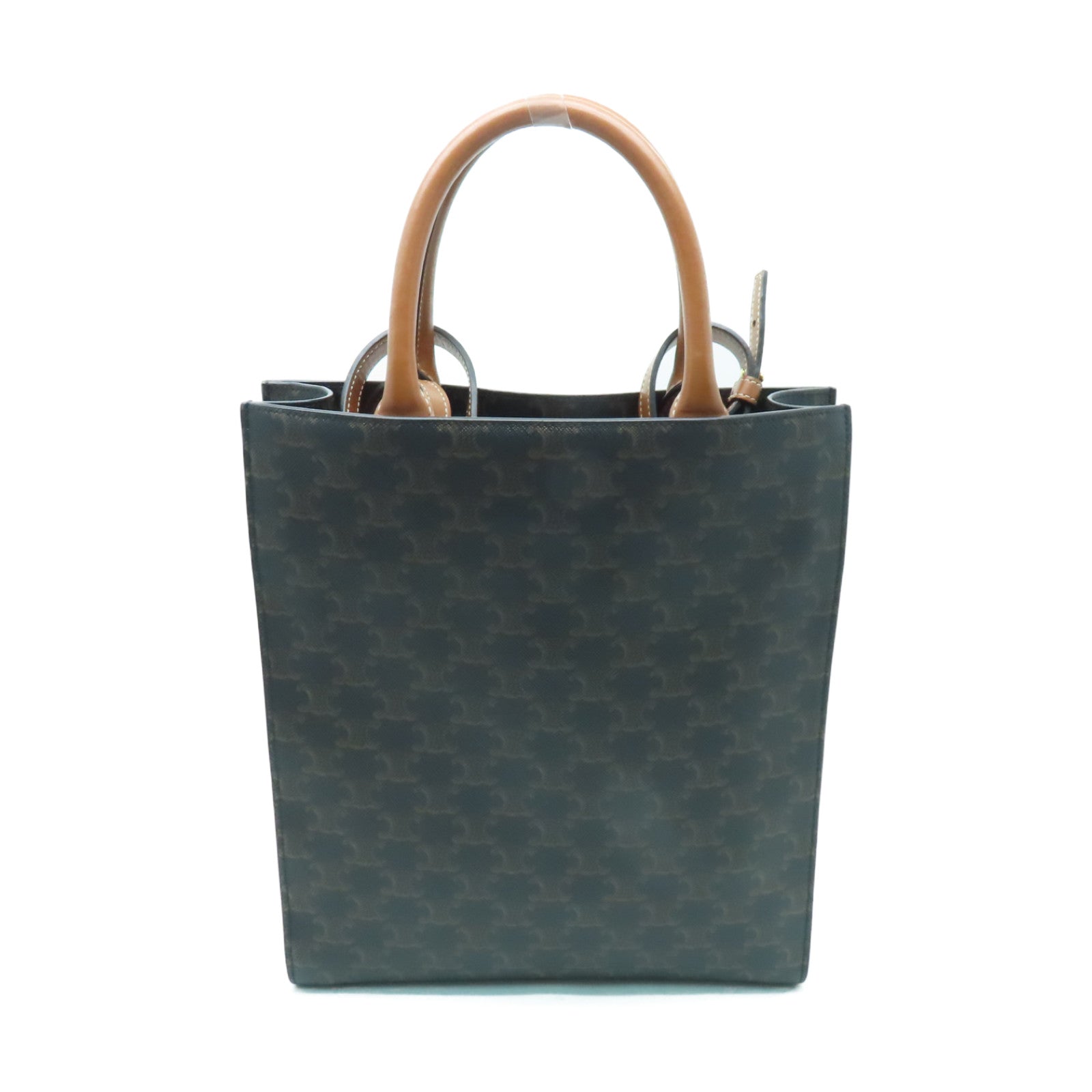 CELINE 【激減優惠】塗層皮革Triomphe Cabas金扣手挽肩背兩用袋棕色